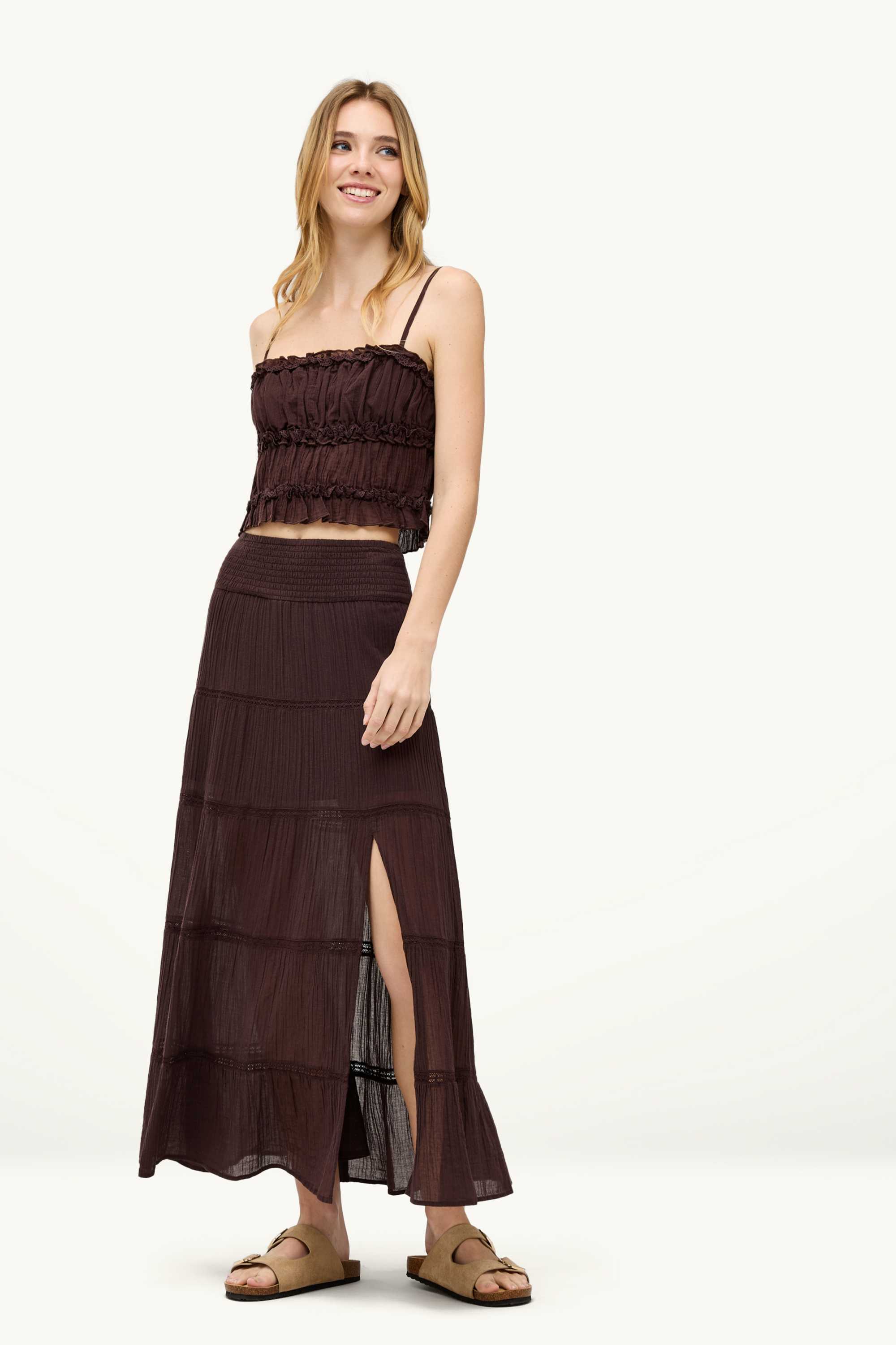 Cropped top - textured brown