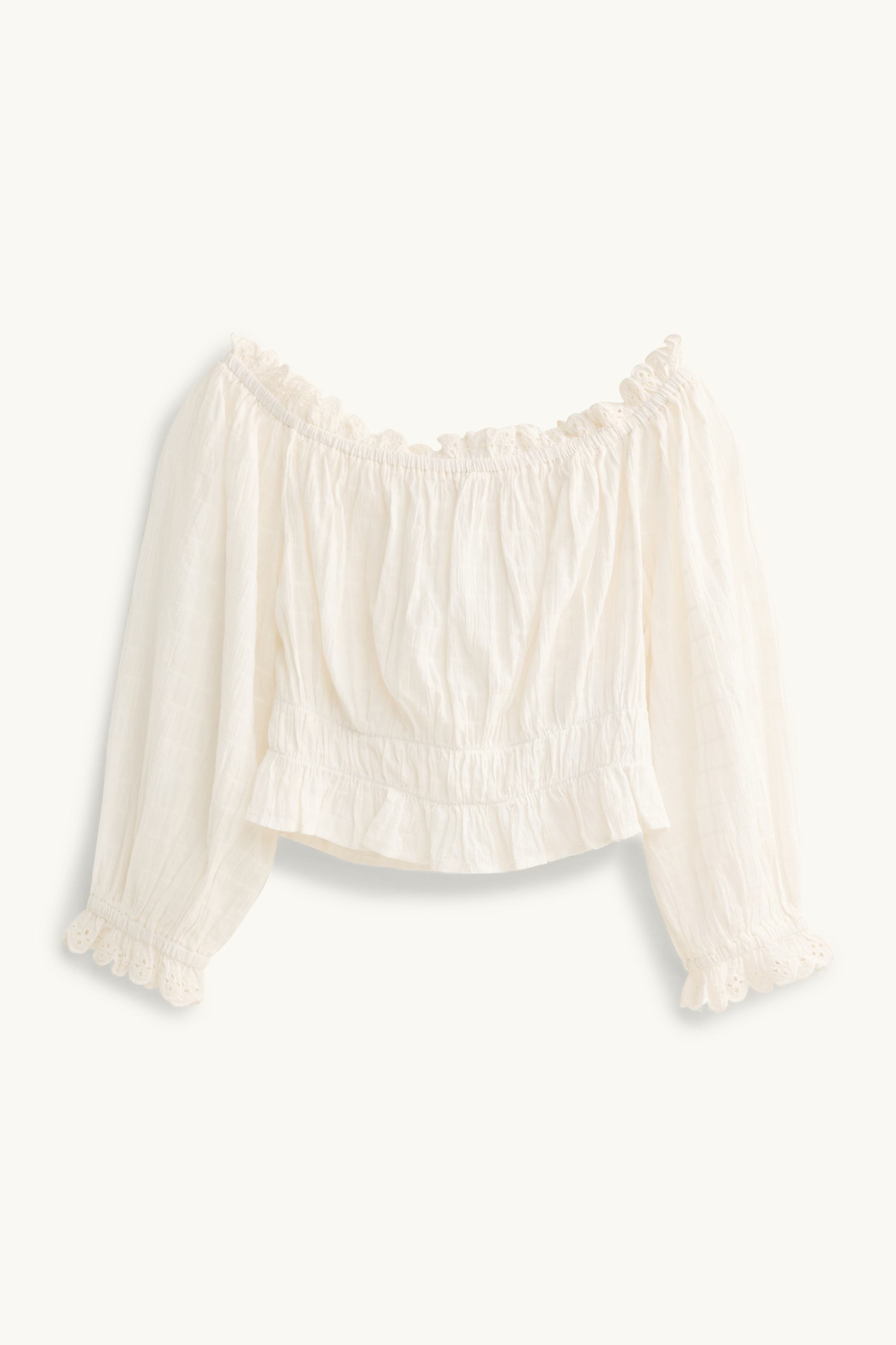 Cropped blouse - smocked white