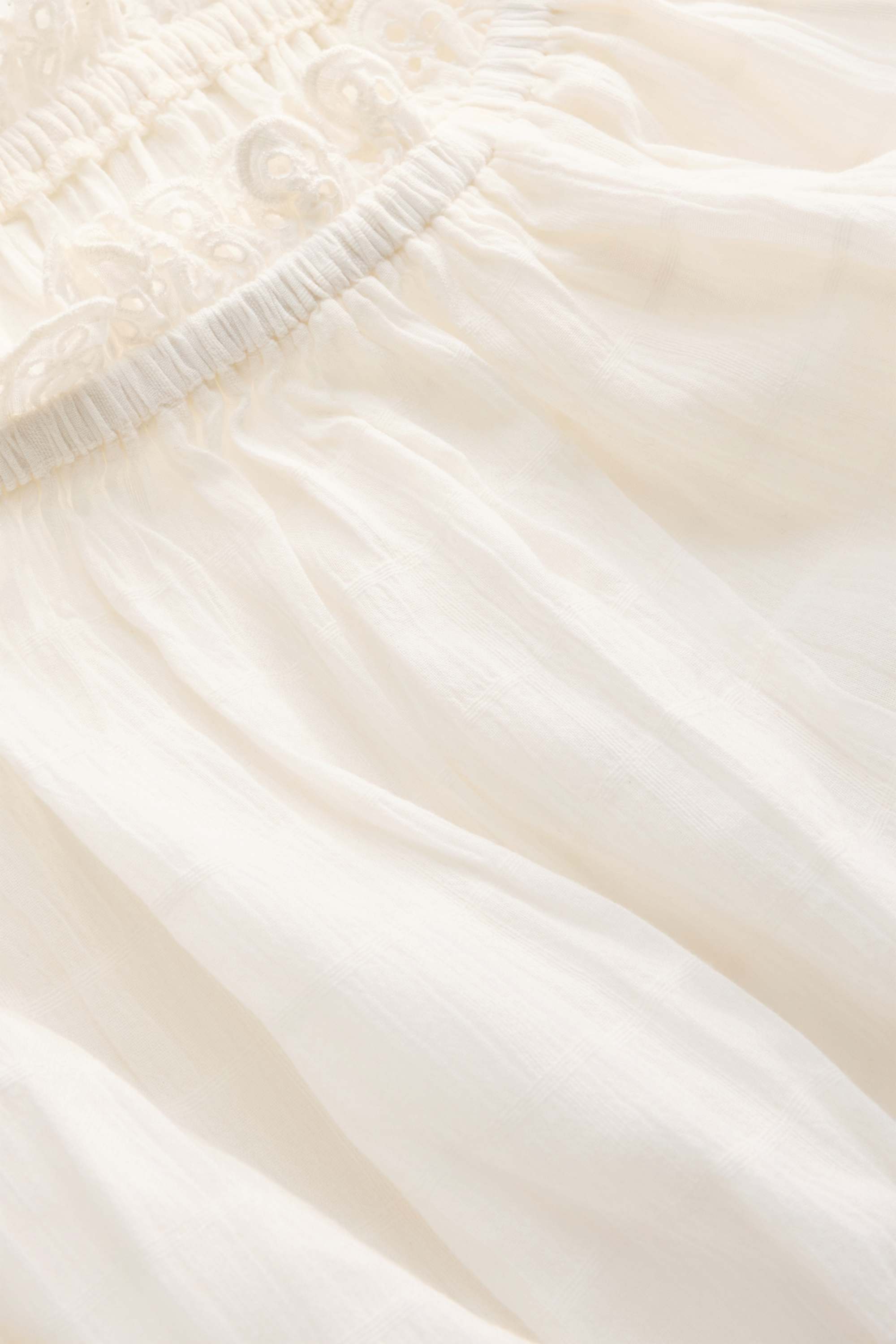 Cropped blouse - smocked white