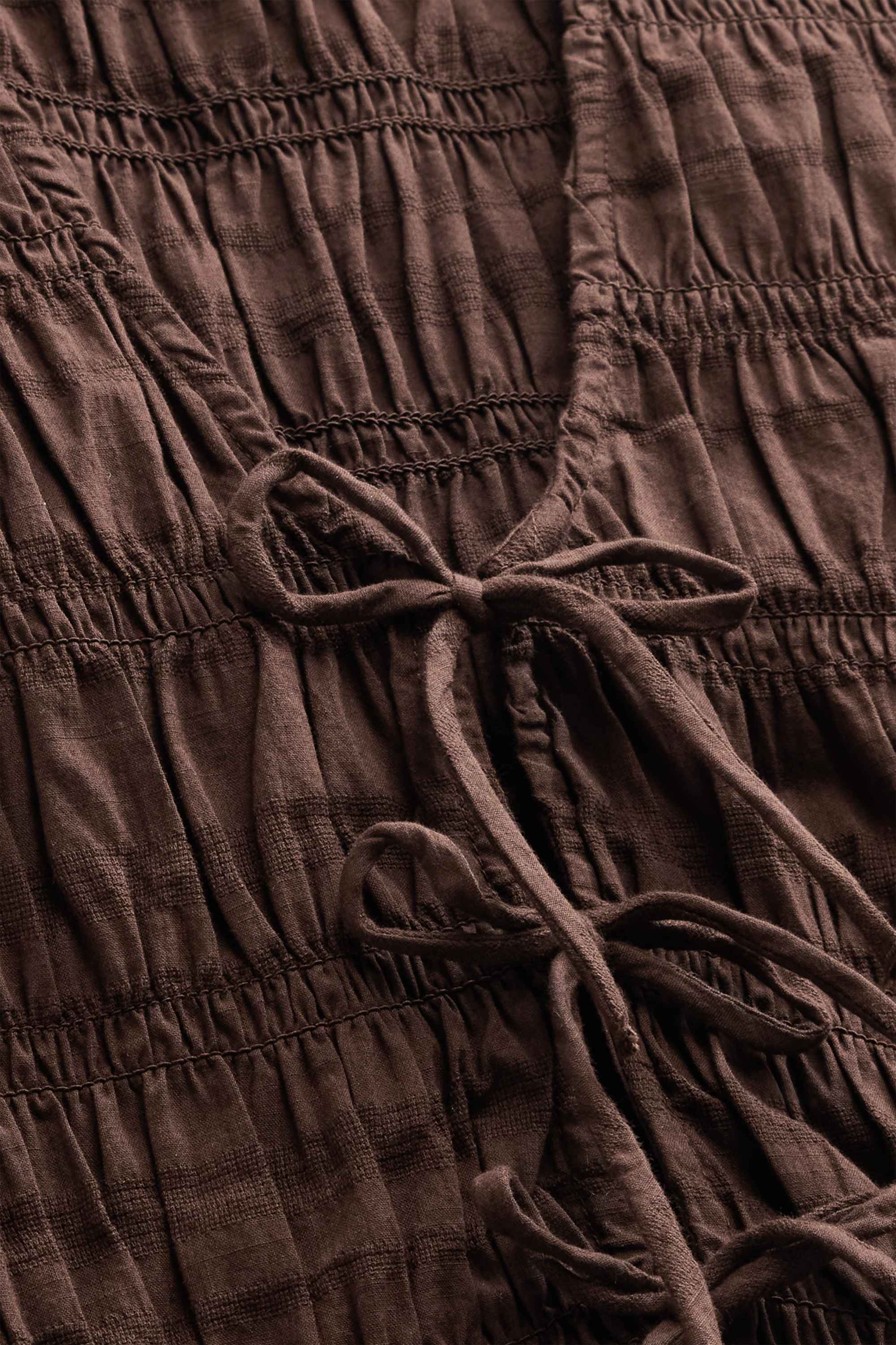 Blouse top - smocked brown