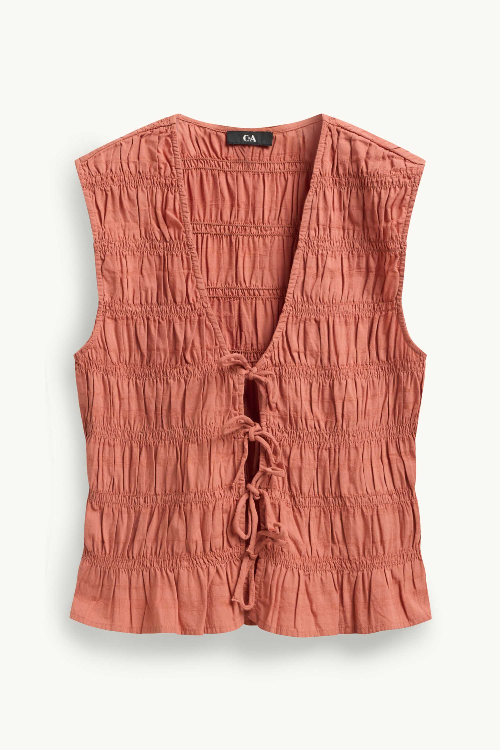 Blouse top - smocked orange
