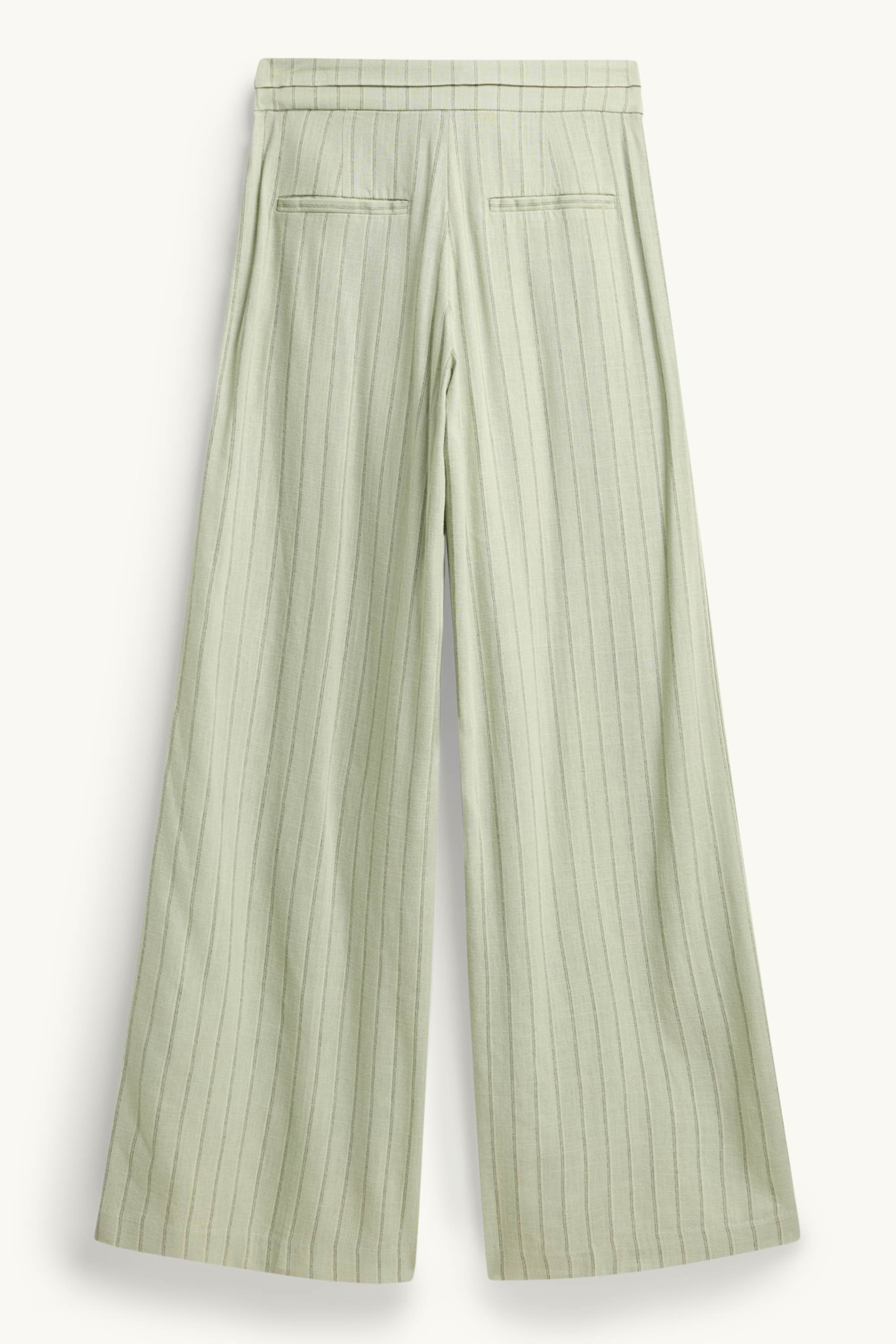 Cloth trousers with linen content - mid-rise waist - wide leg light green