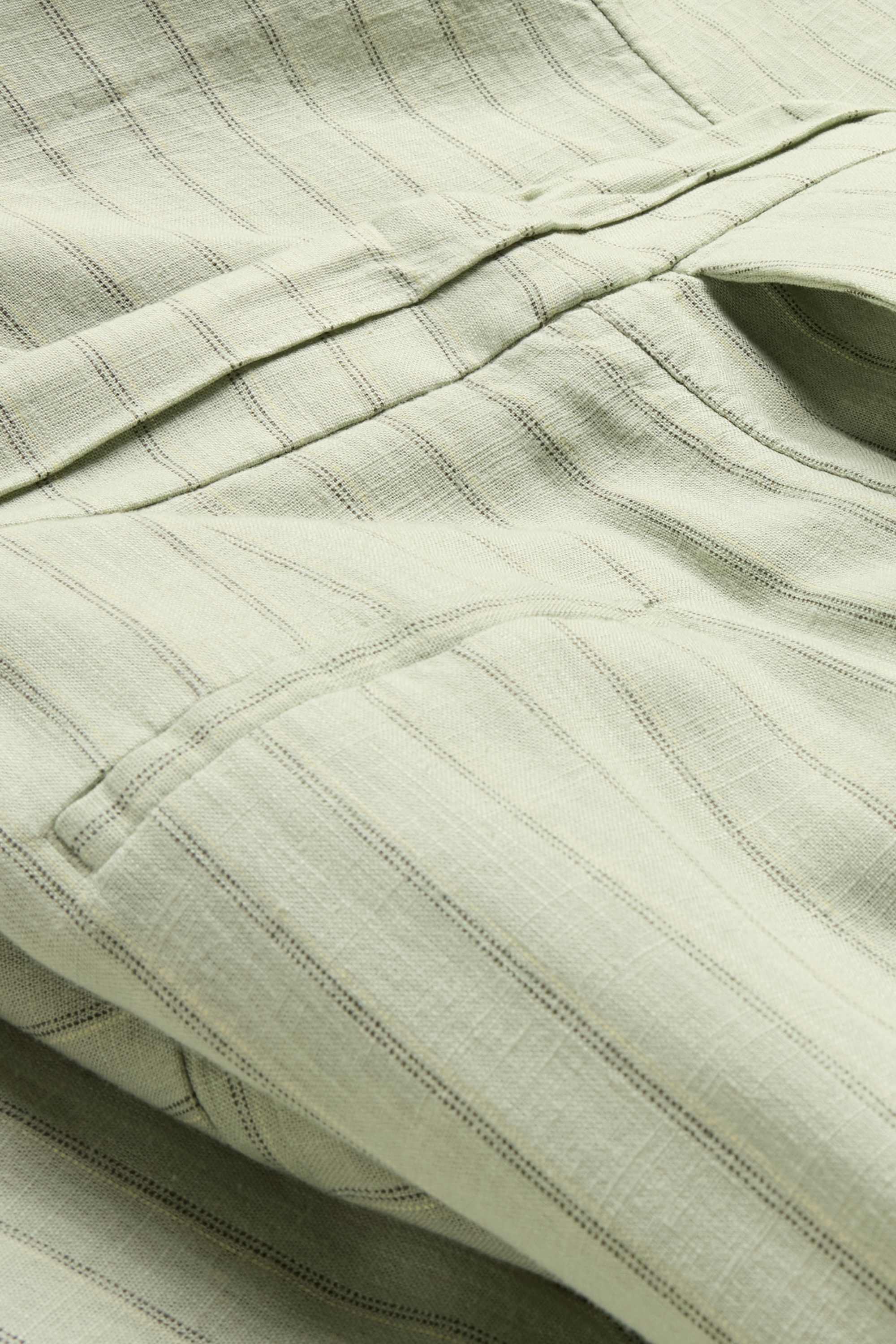 Cloth trousers with linen content - mid-rise waist - wide leg light green