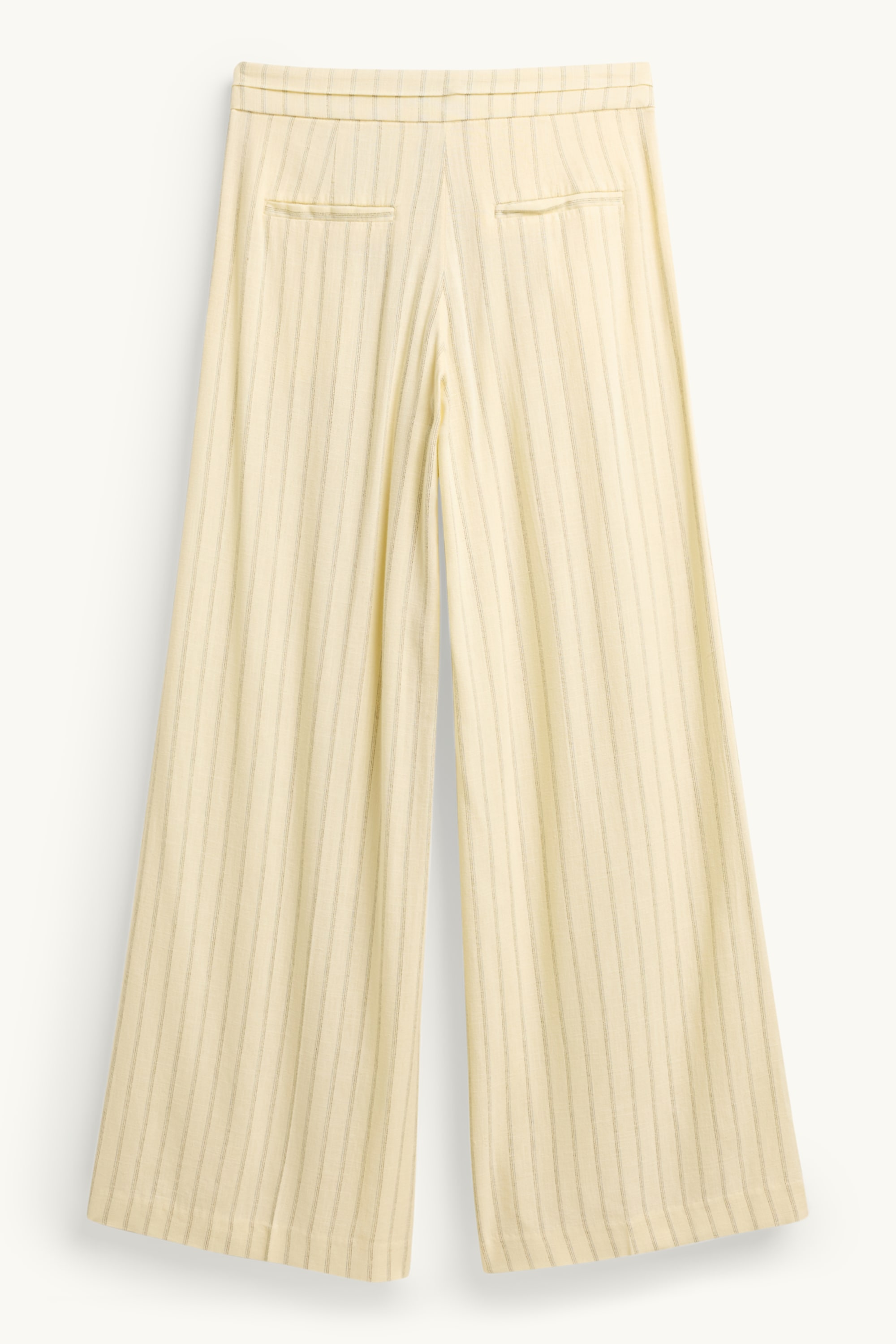 Cloth trousers with linen content - mid-rise waist - wide leg yellow