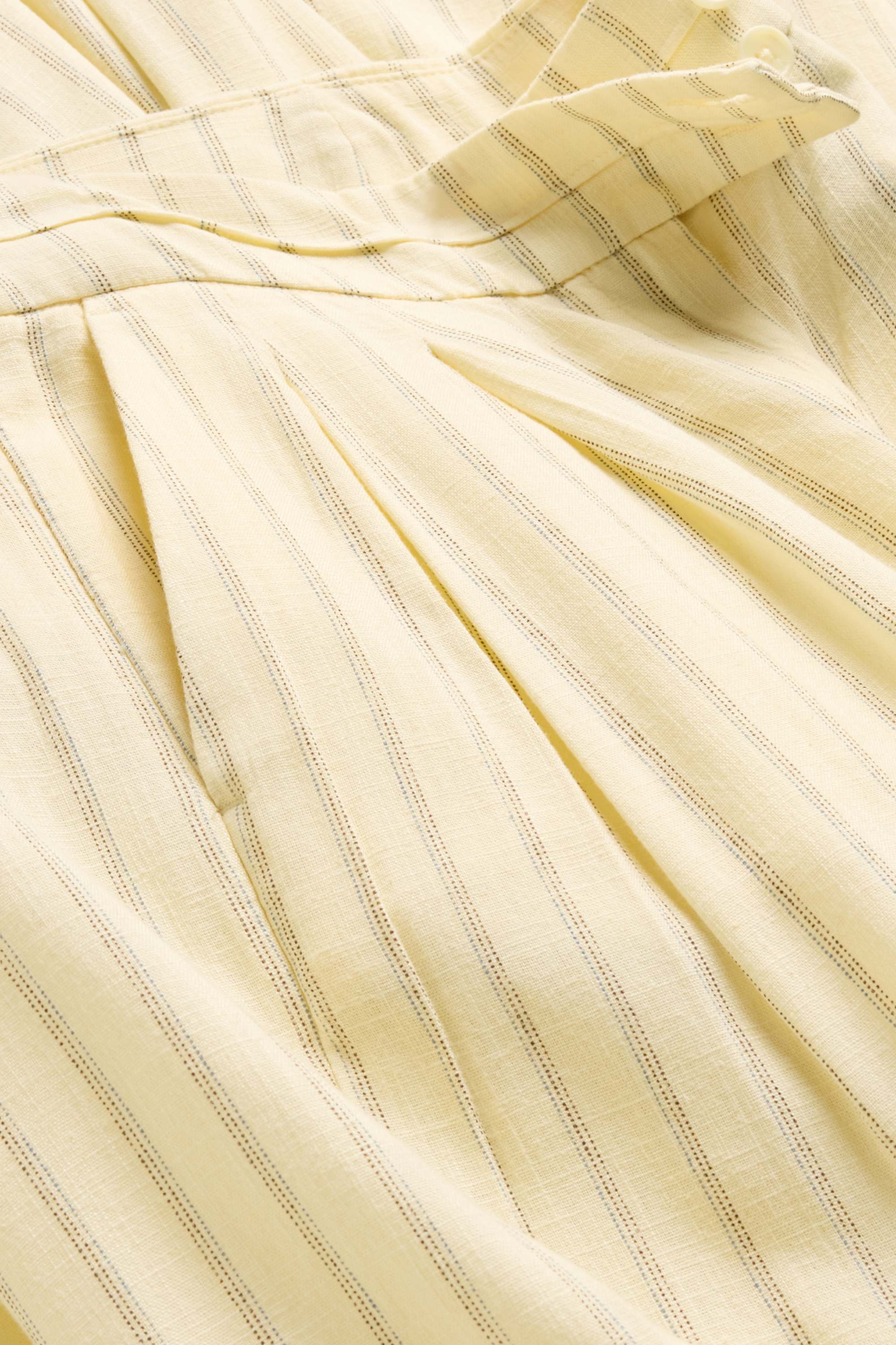 Cloth trousers with linen content - mid-rise waist - wide leg yellow