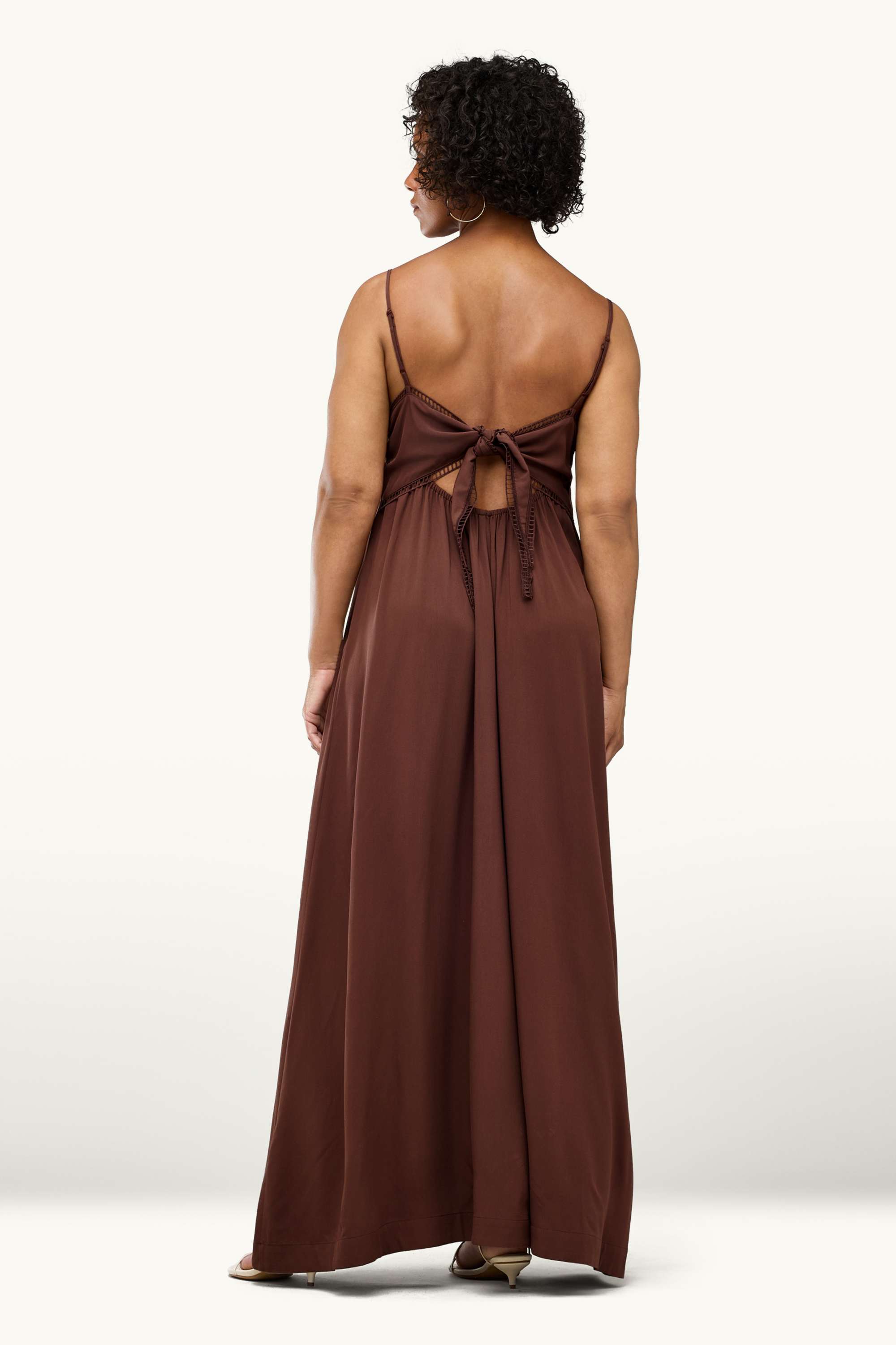 V-neck dress - straight fit brown