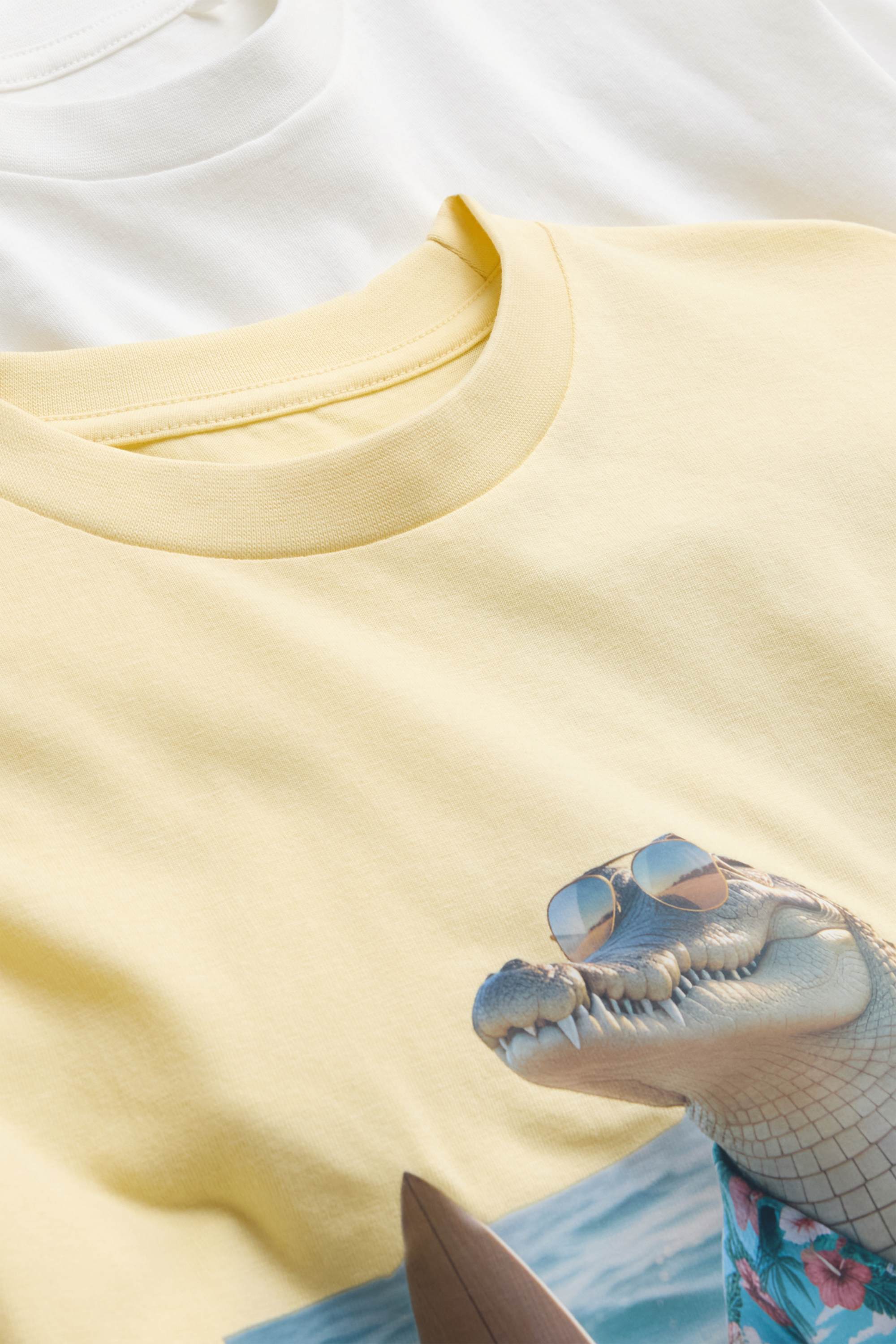 Multipack of 2 - crocodile and lion - short sleeve T-shirt white / yellow