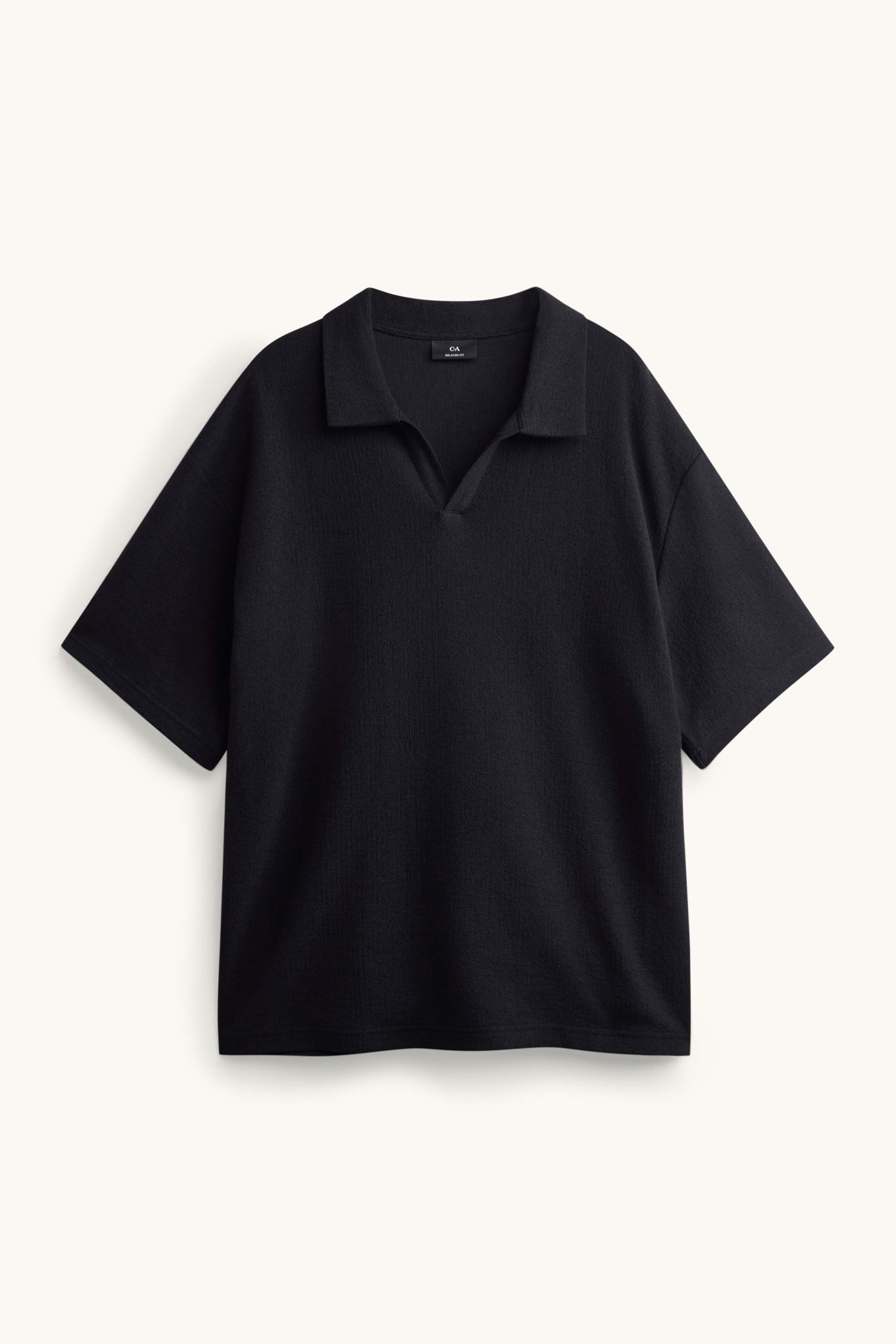 Polo shirt - relaxed fit - textured black