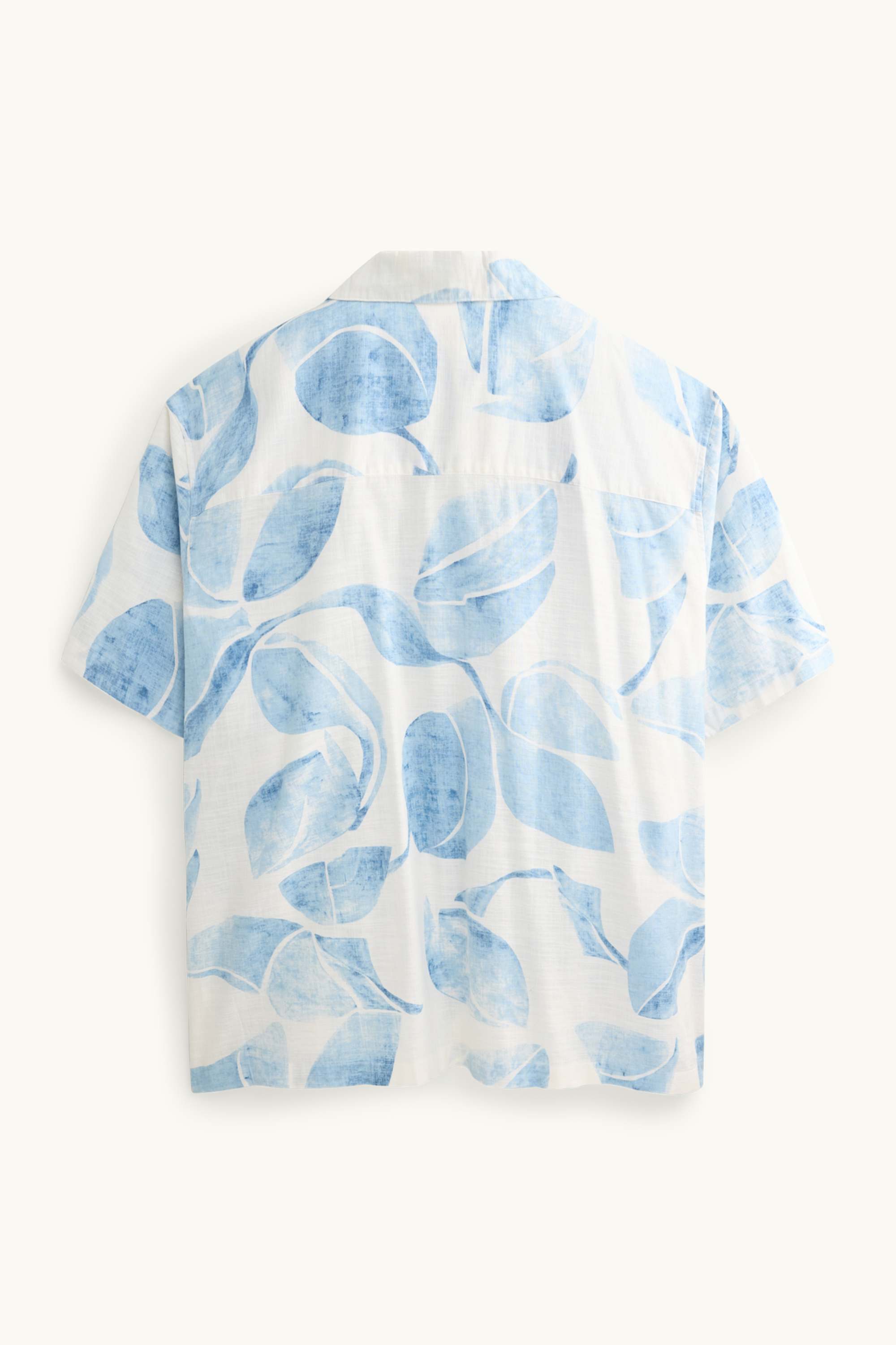 Shirt - loose fit - lapel collar - patterned white / blue
