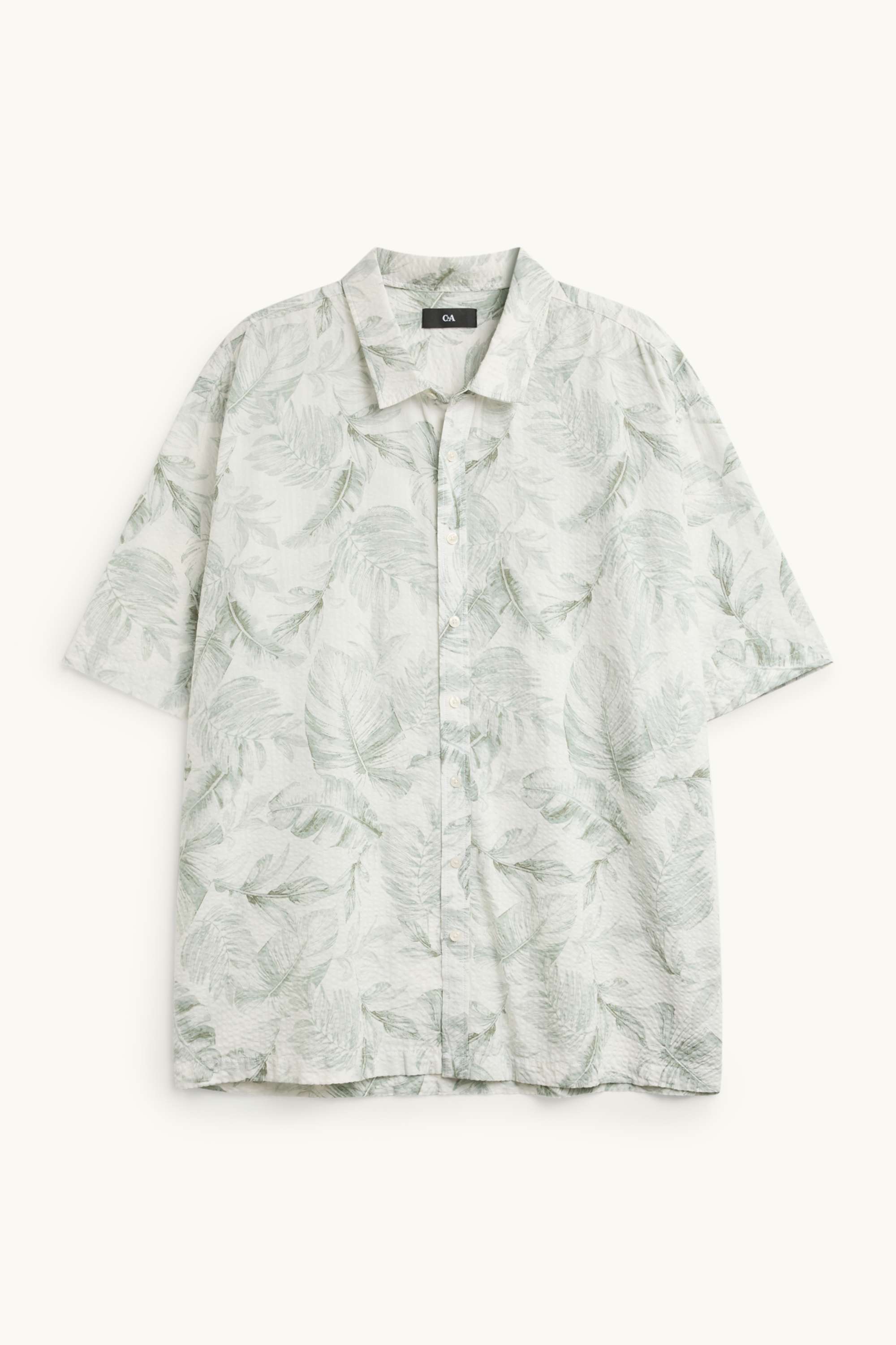 Shirt - regular fit - textured - patterned green / cremewhite
