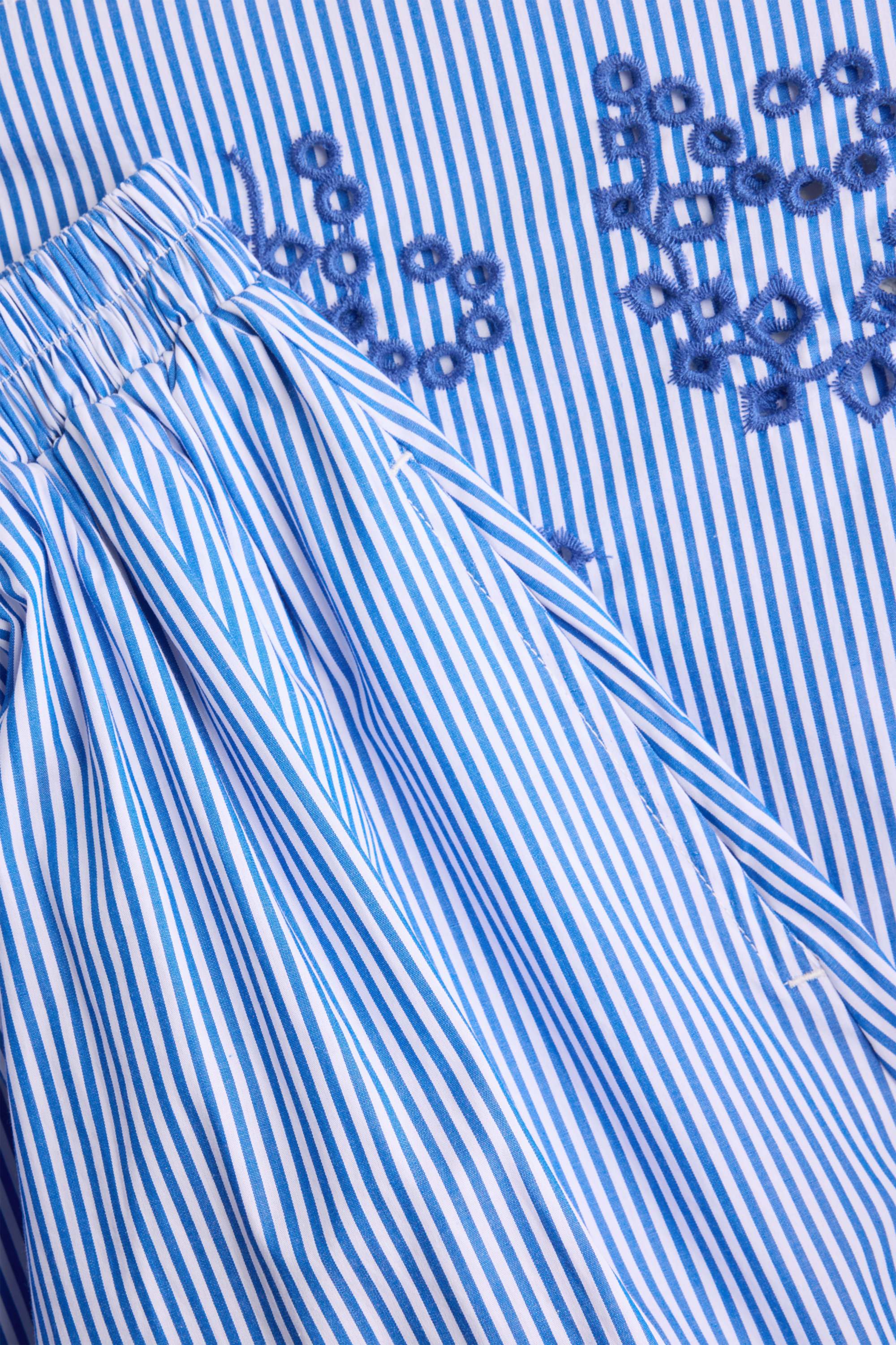 Skirt - broderie anglaise - striped - floral blue