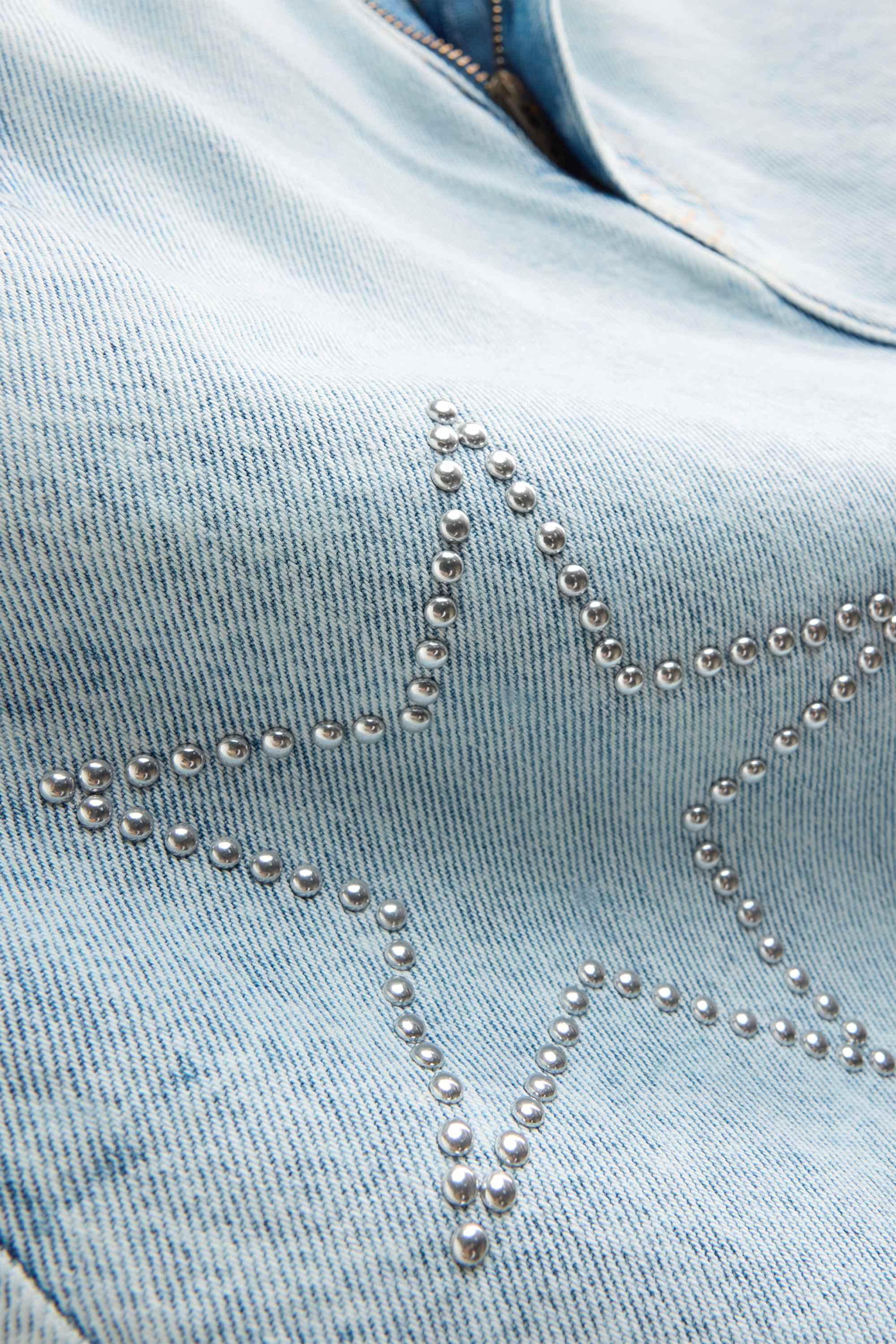Stars - denim skirt with rhinestones light blue