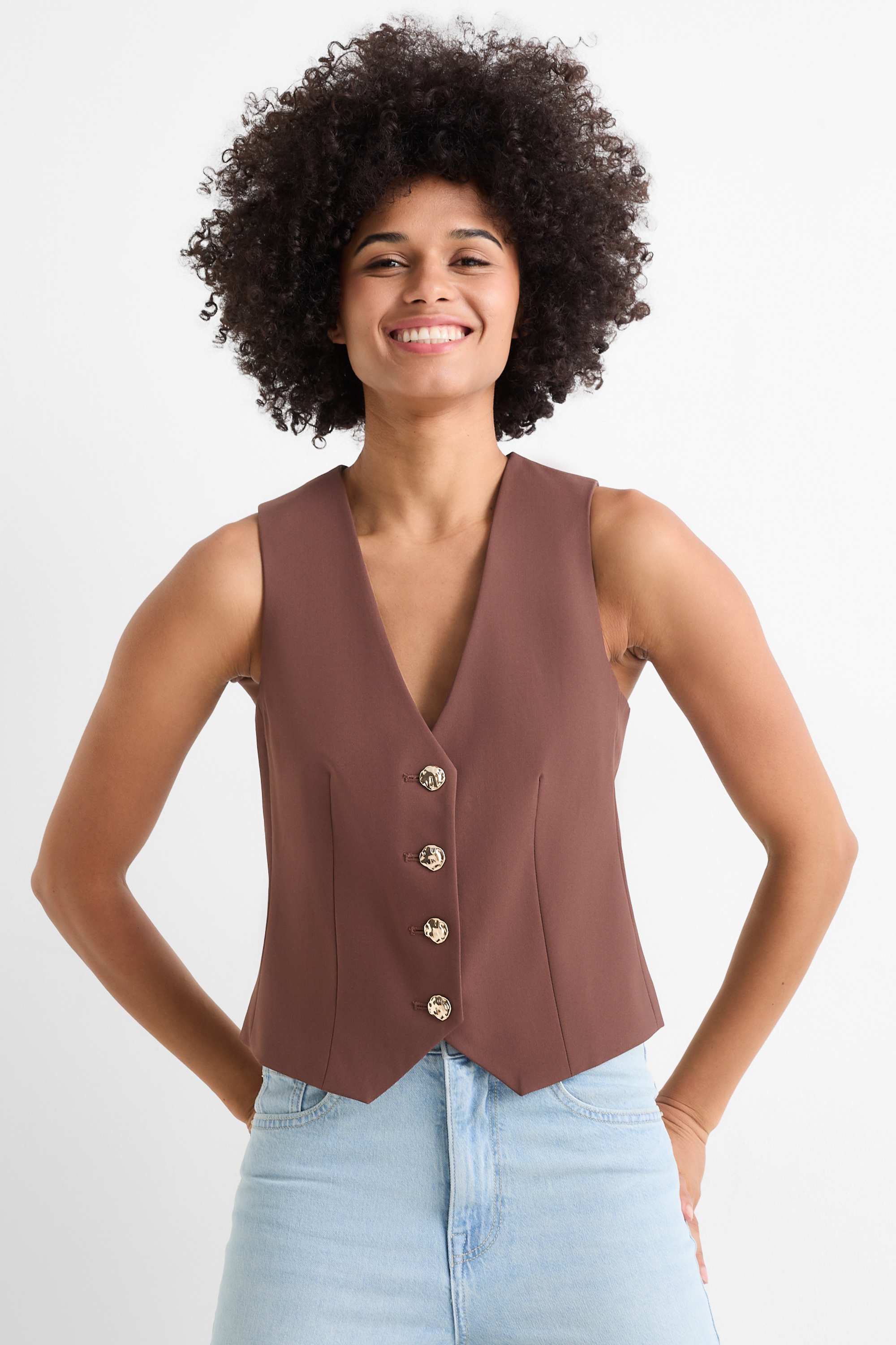 Business waistcoat - regular fit dark brown