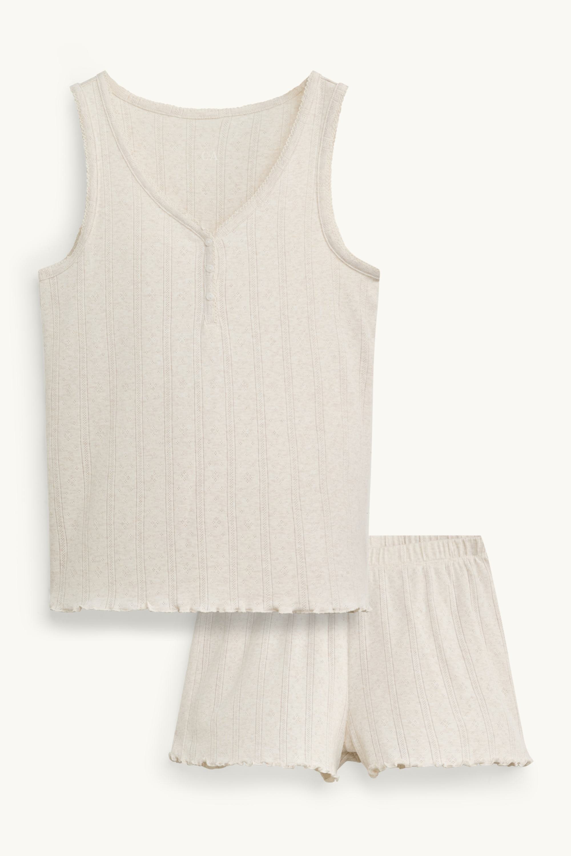 Short pointelle pyjamas beige
