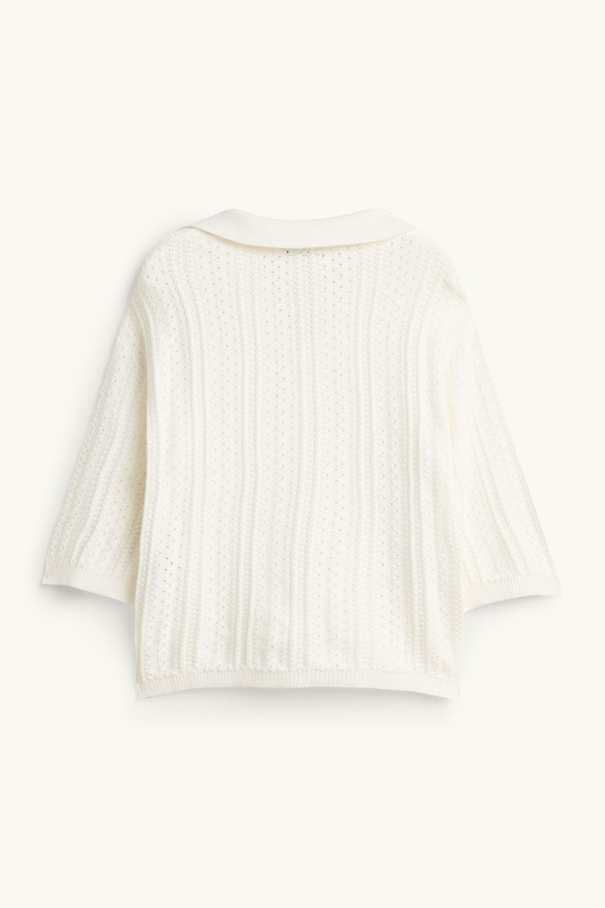 Knitted jumper - short sleeve - textured white