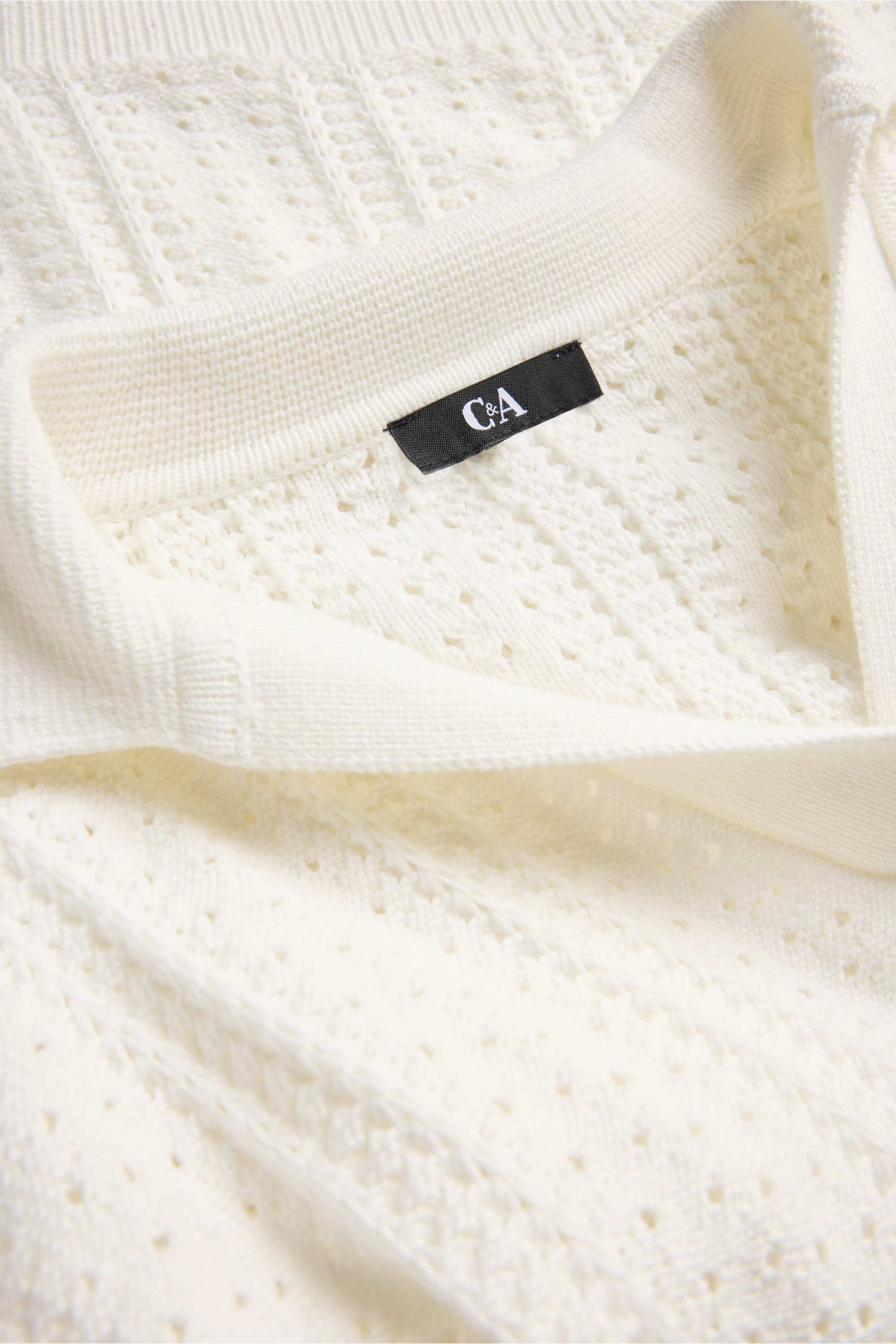 Knitted jumper - short sleeve - textured white