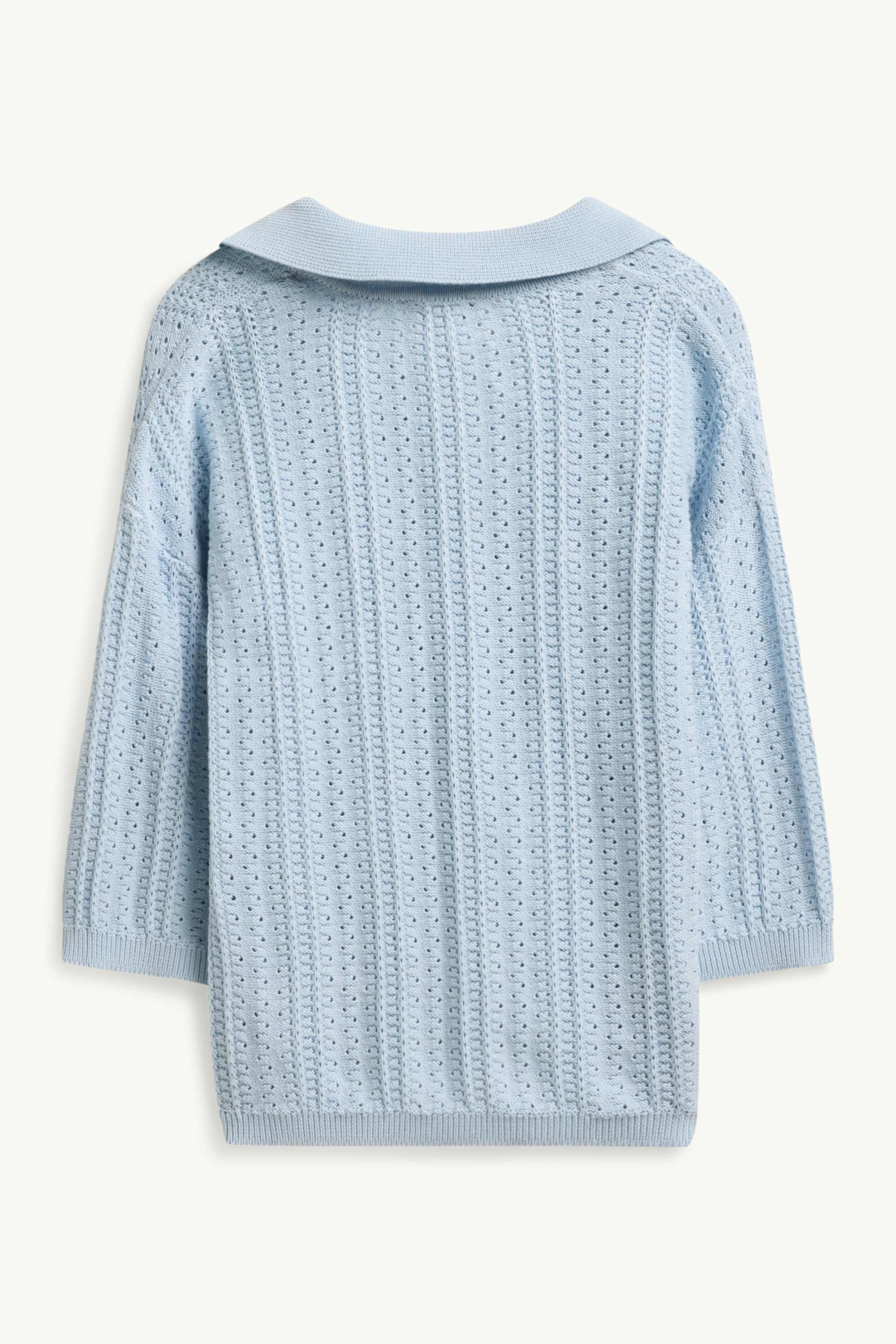 Knitted jumper - short sleeve - textured light blue