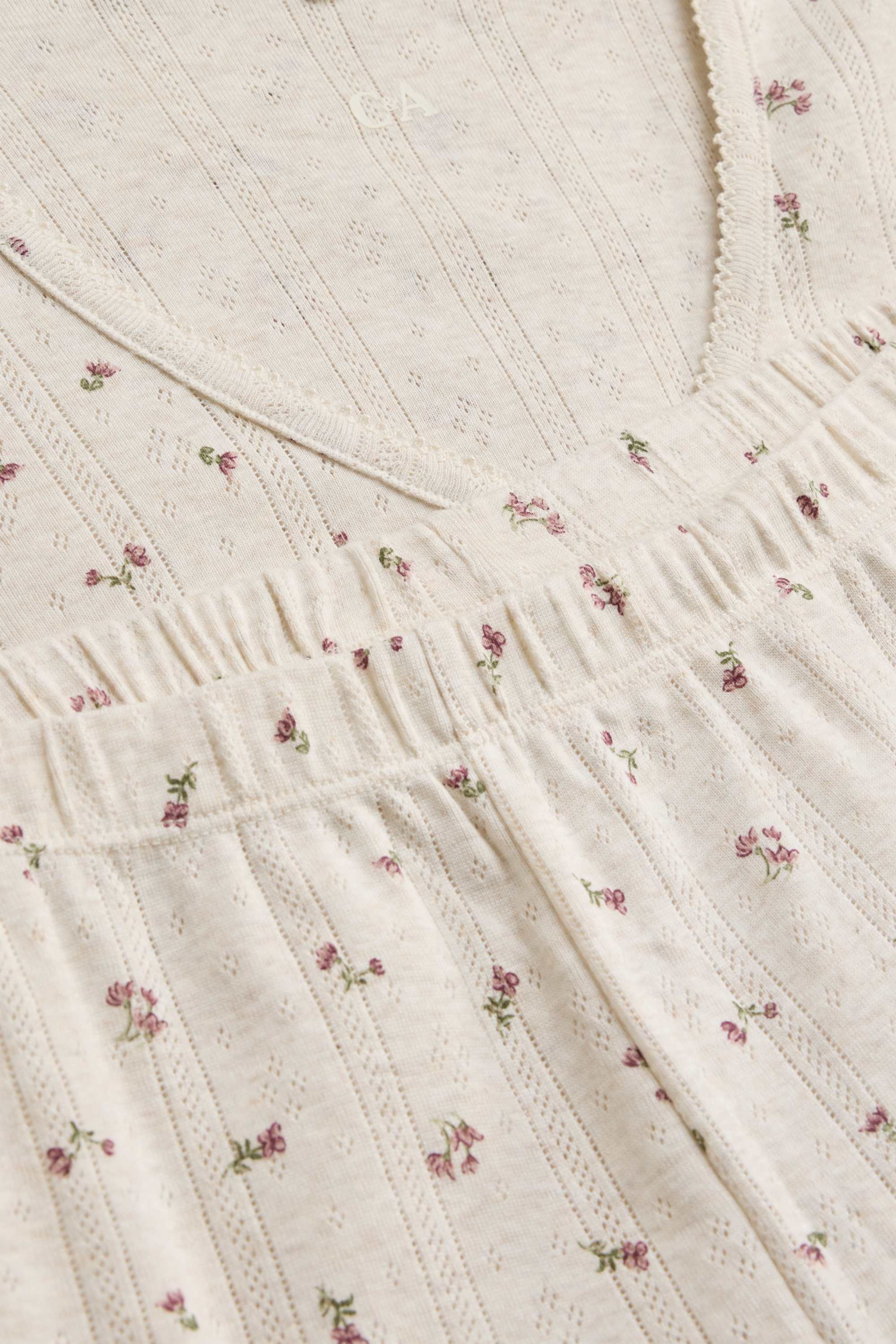 Short pointelle pyjamas - floral creme