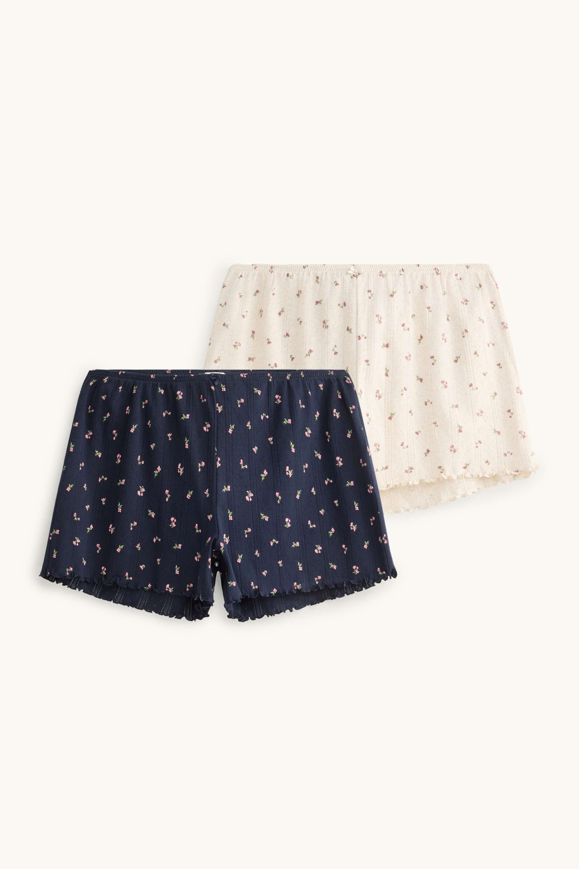 Multipack of 2 - pyjama shorts - floral dark blue / white