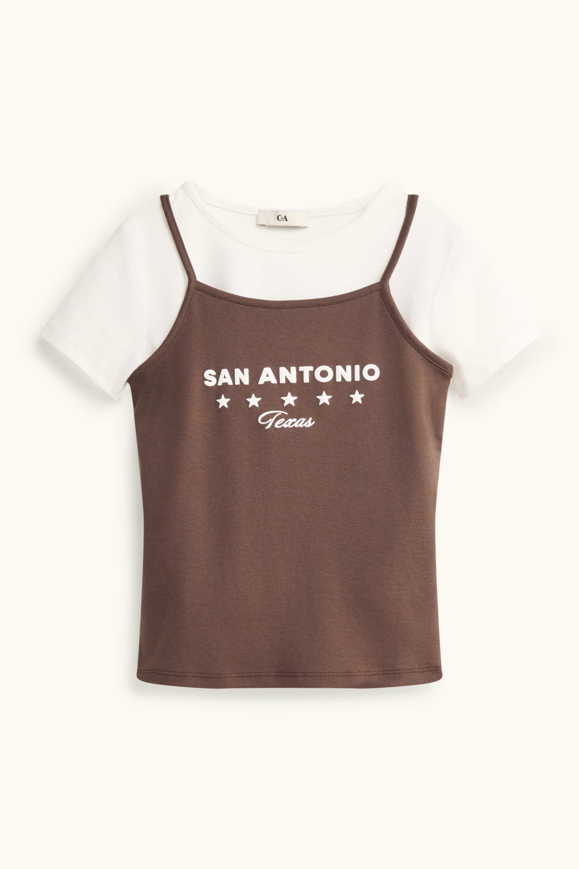 Set - top and short sleeve T-shirt - 2 piece brown