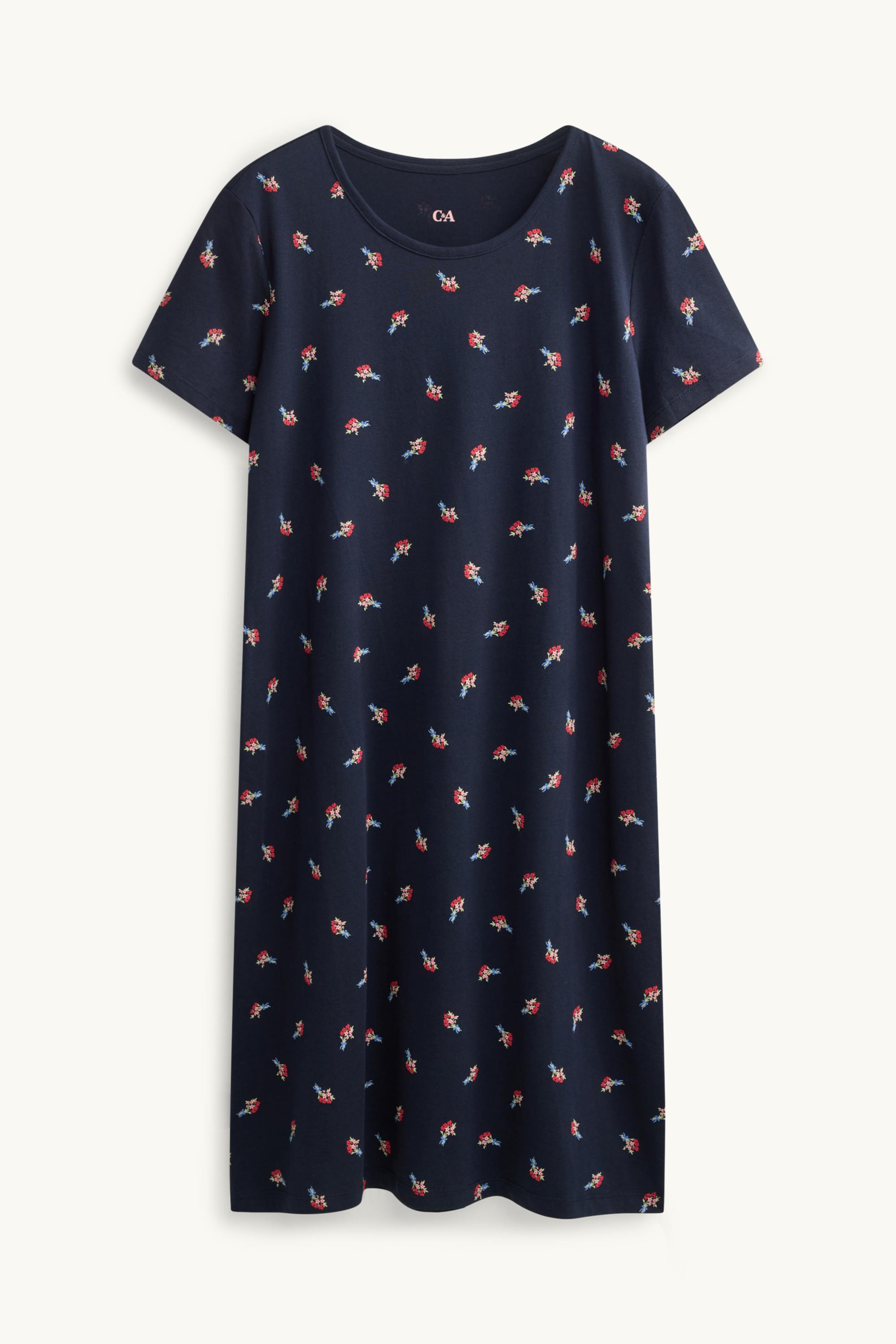 Nightdress - floral dark blue