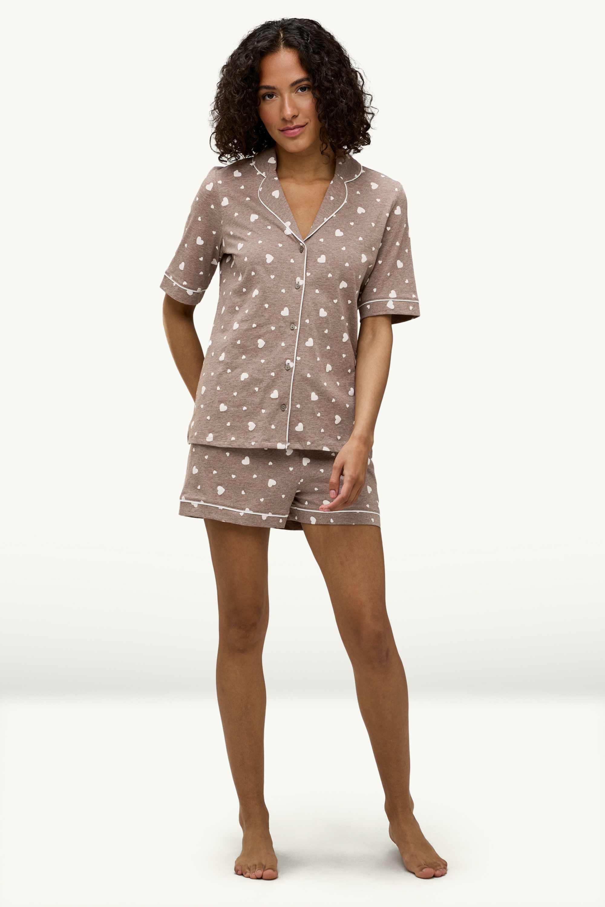 Short pyjamas - patterned taupe