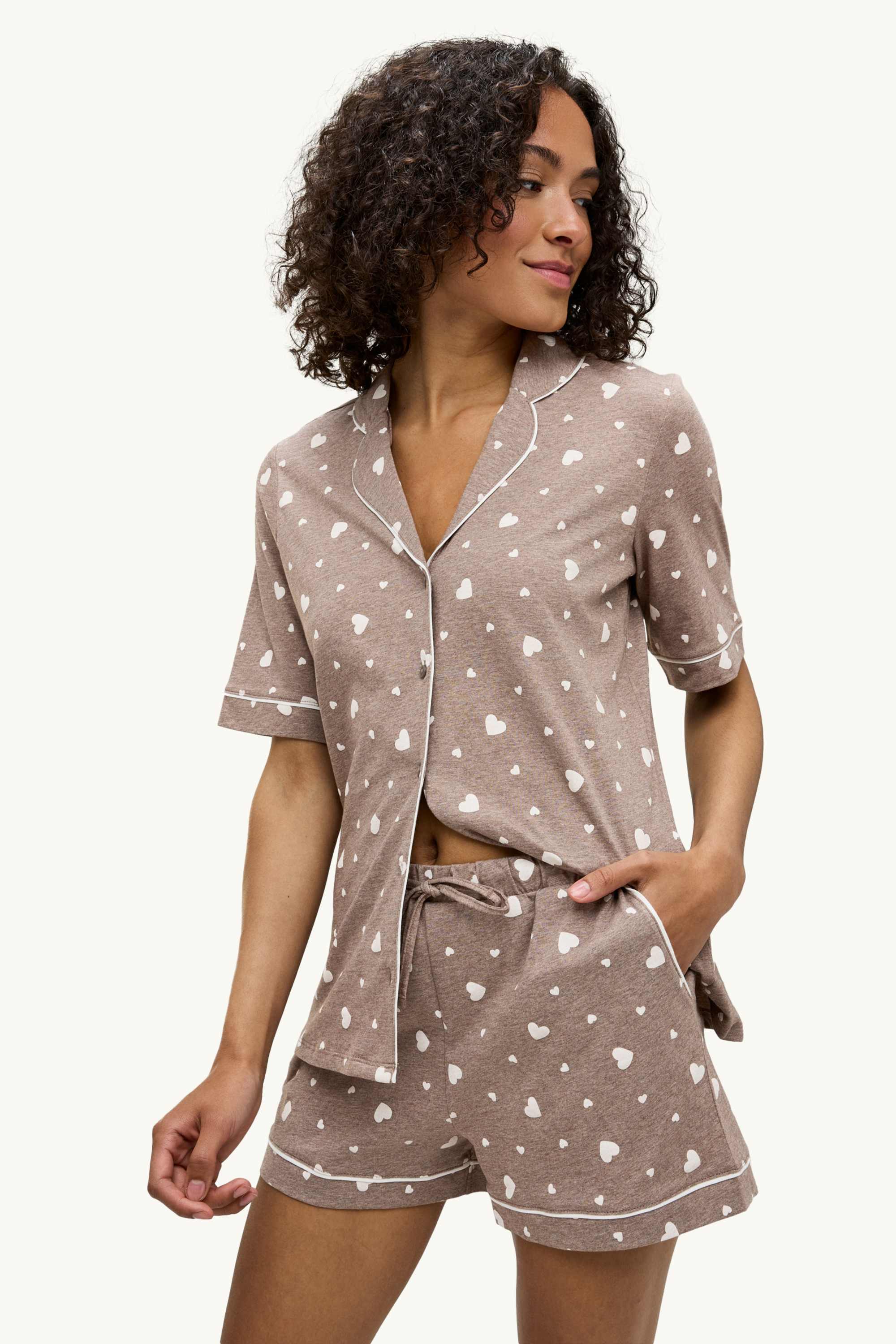 Short pyjamas - patterned taupe