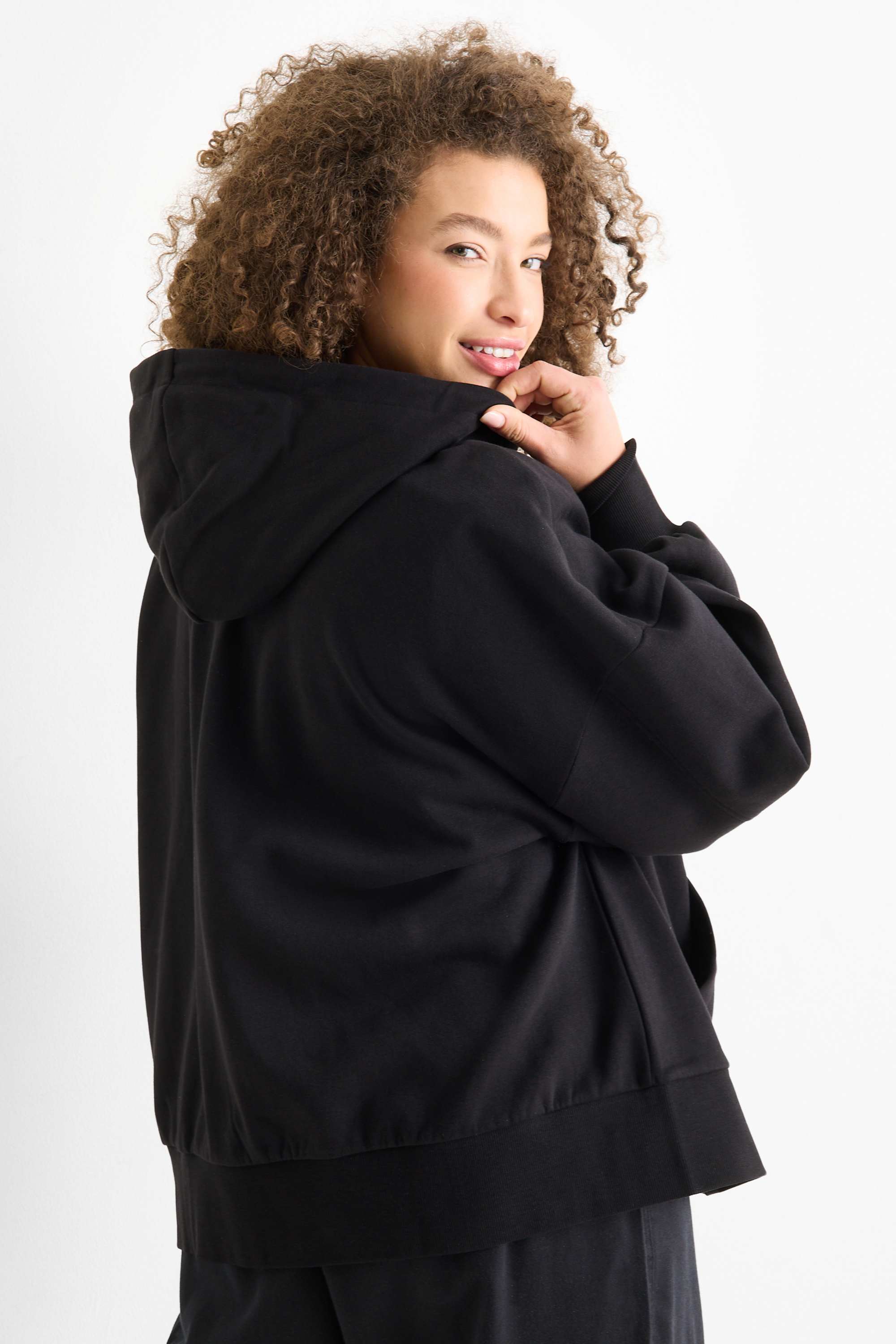 Zip-through hoodie black