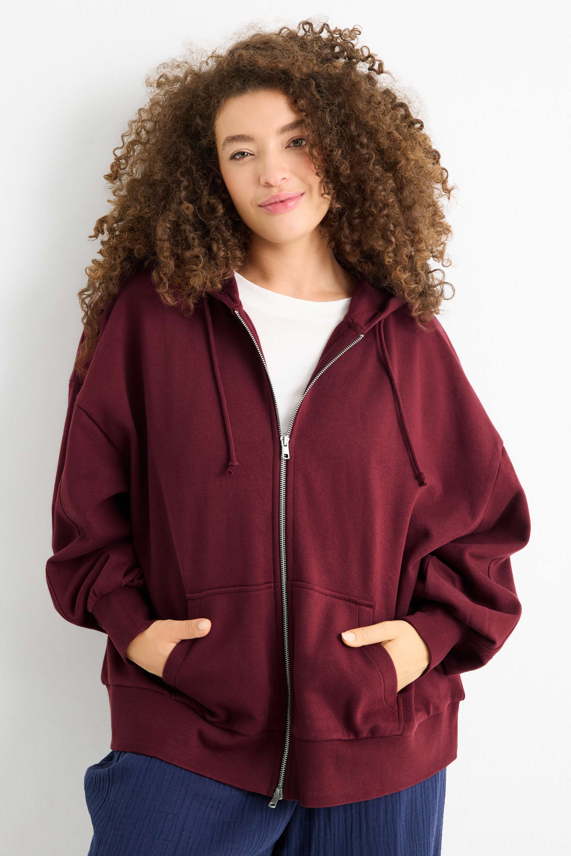 Zip-through hoodie bordeaux