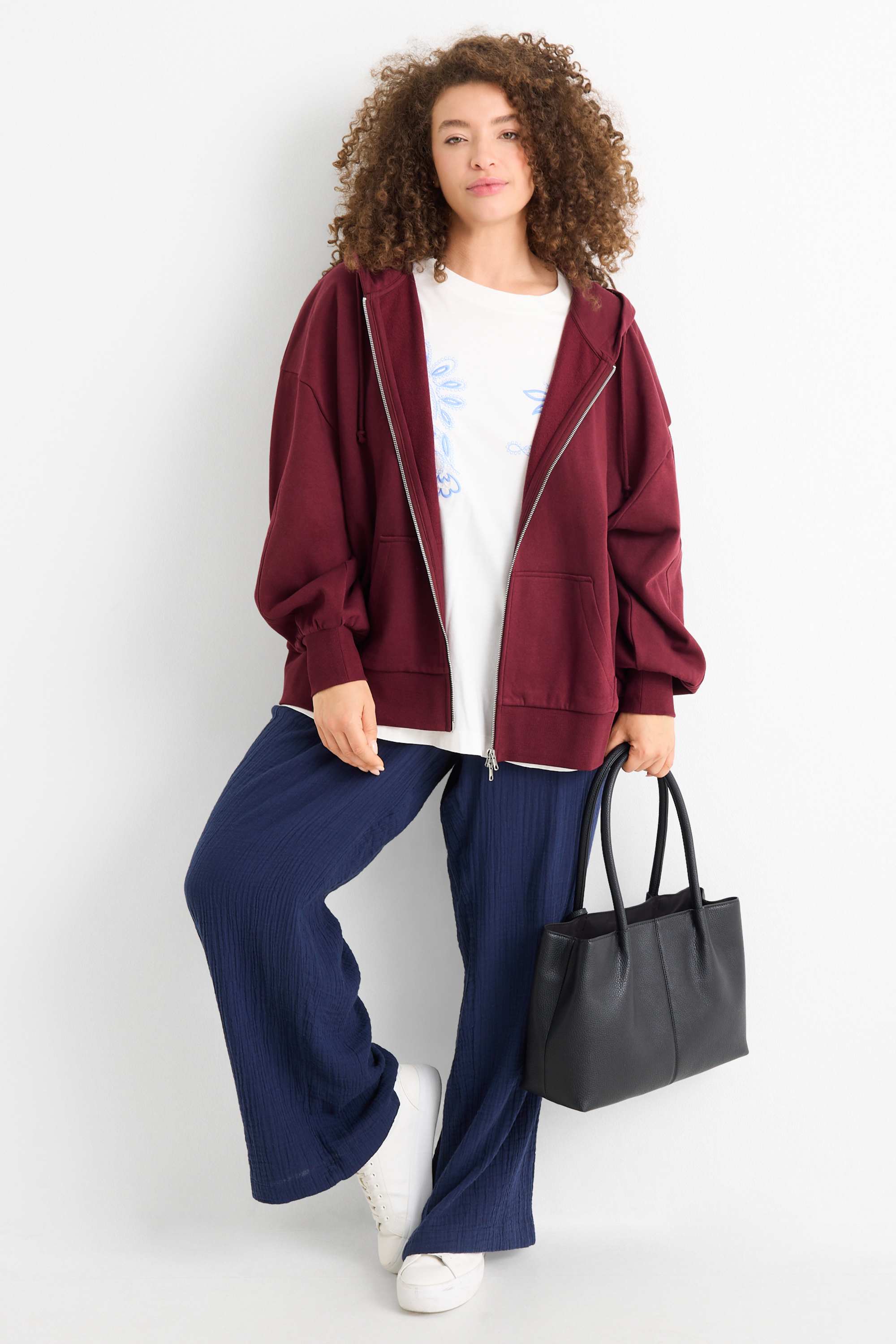 Zip-through hoodie bordeaux