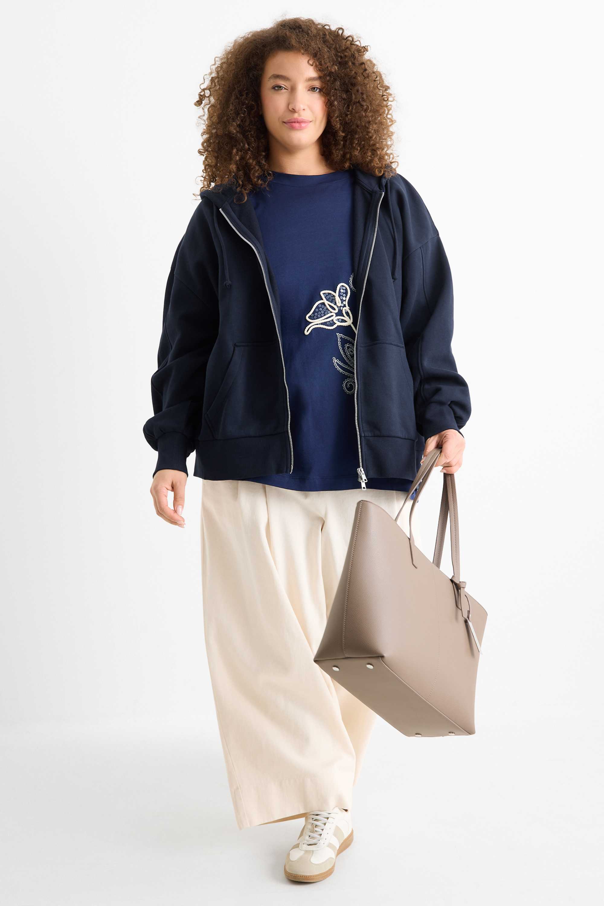 Zip-through hoodie dark blue