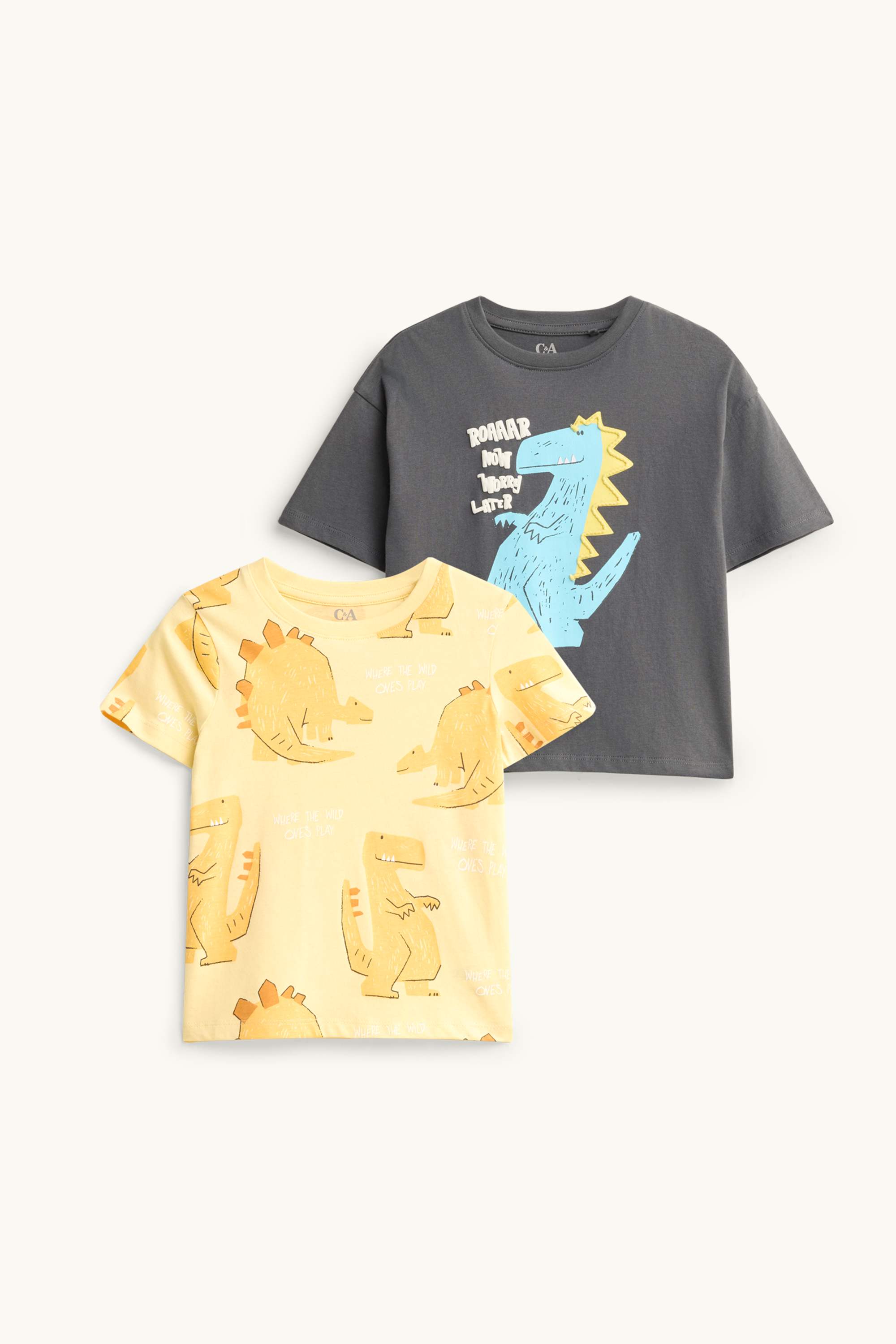Multipack of 2 - dinosaur - short sleeve T-shirt yellow
