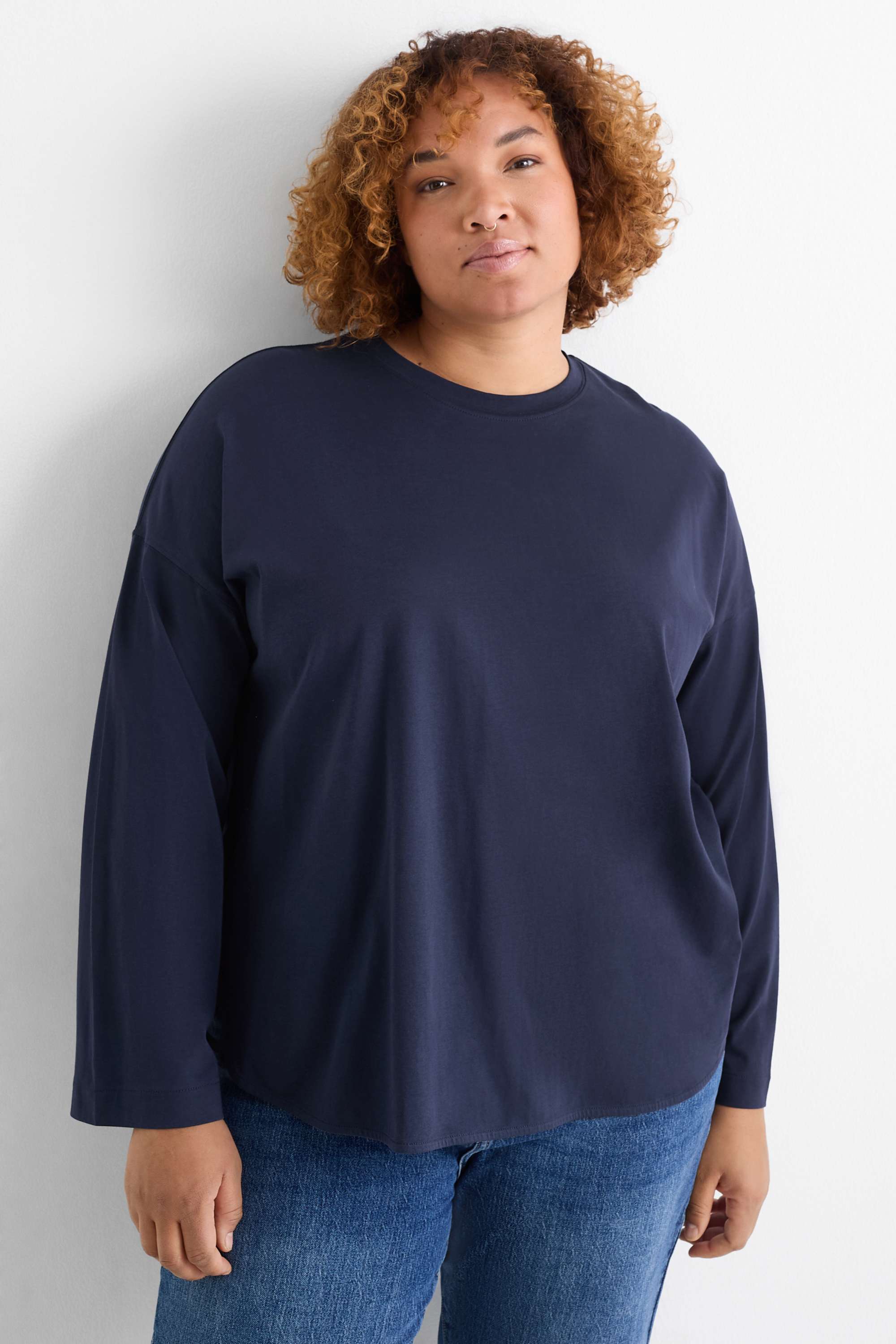 Long sleeve top - relaxed fit dark blue
