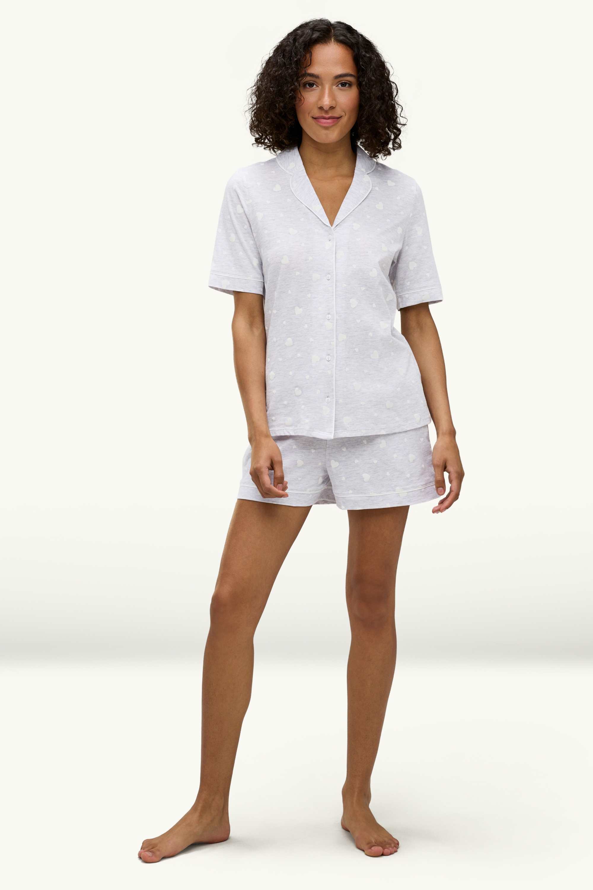 Short pyjamas - patterned gray-melange