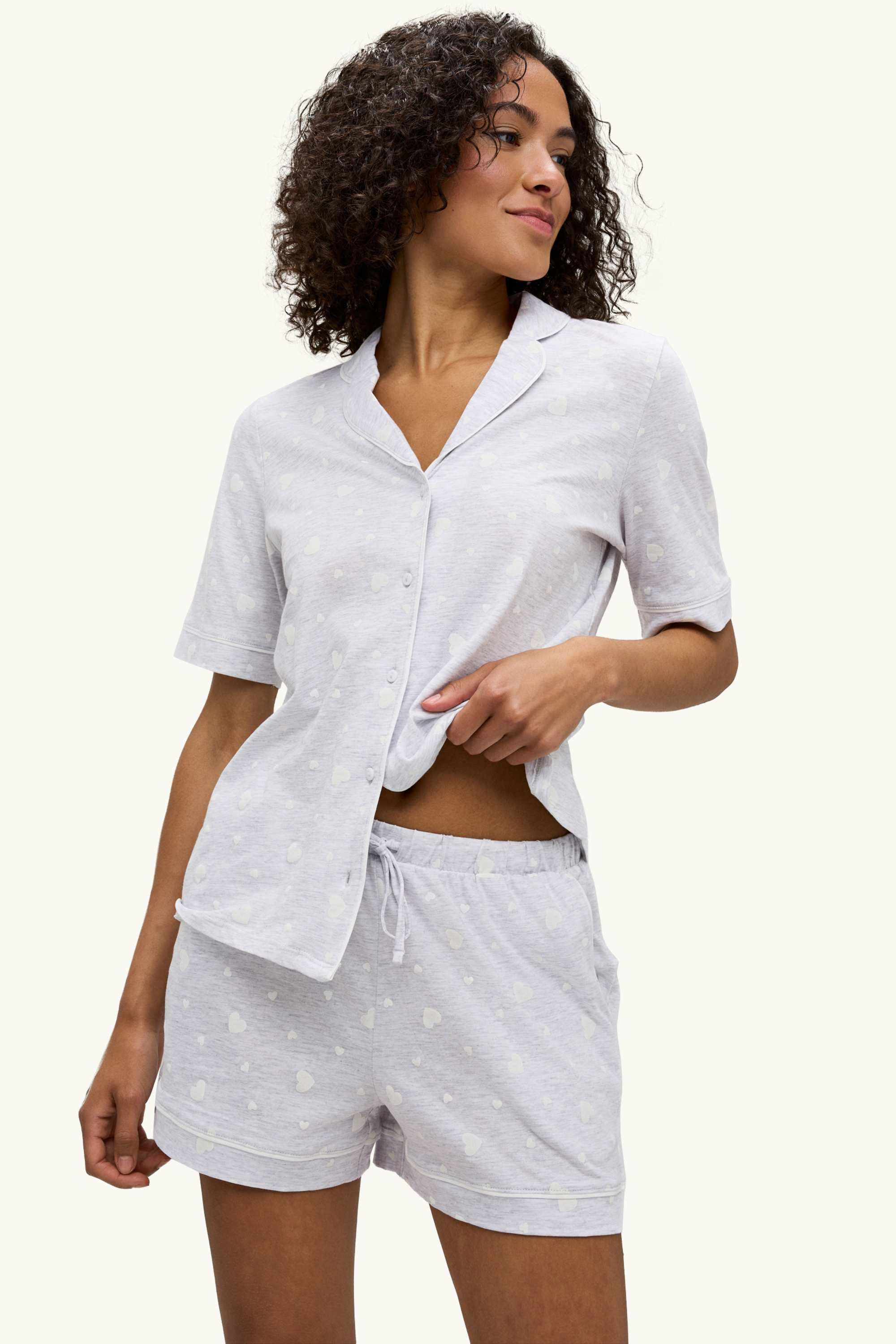 Short pyjamas - patterned gray-melange