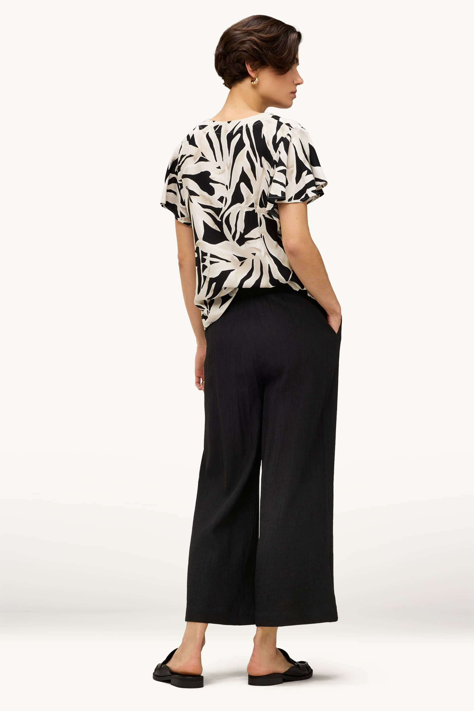 Cropped cloth trousers - high waist - palazzo black