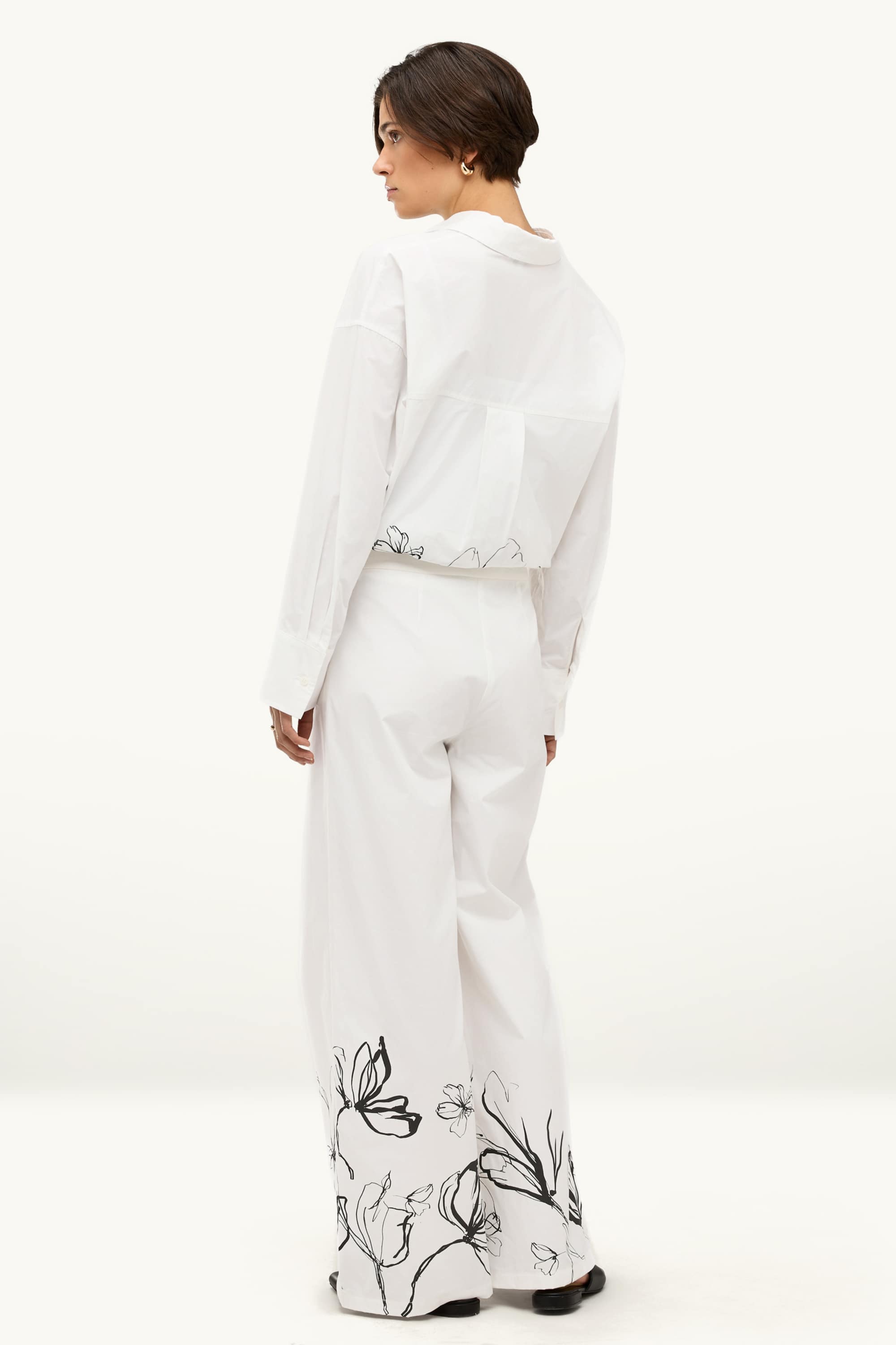 Cloth trousers - high waist - wide leg white