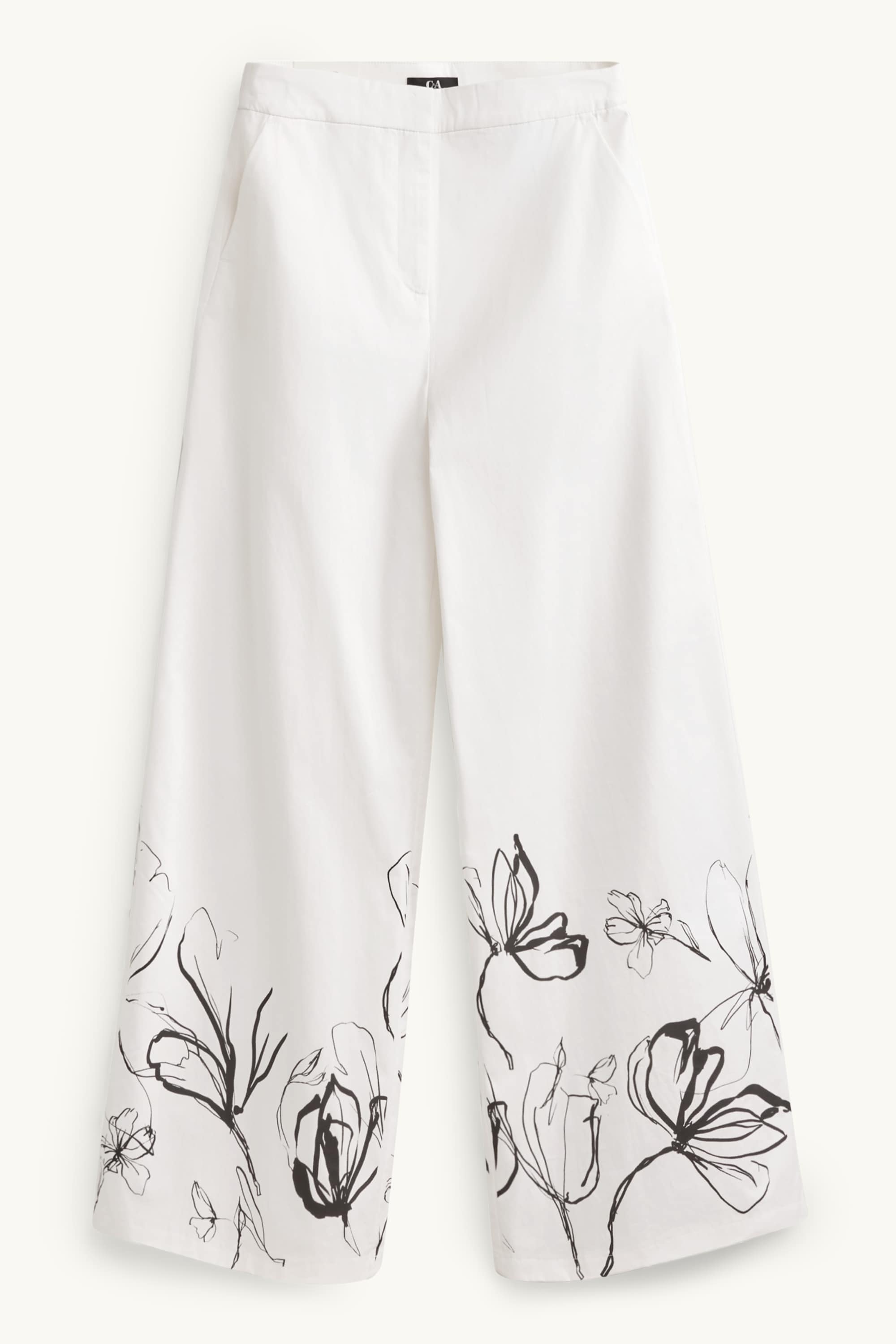 Cloth trousers - high waist - wide leg white