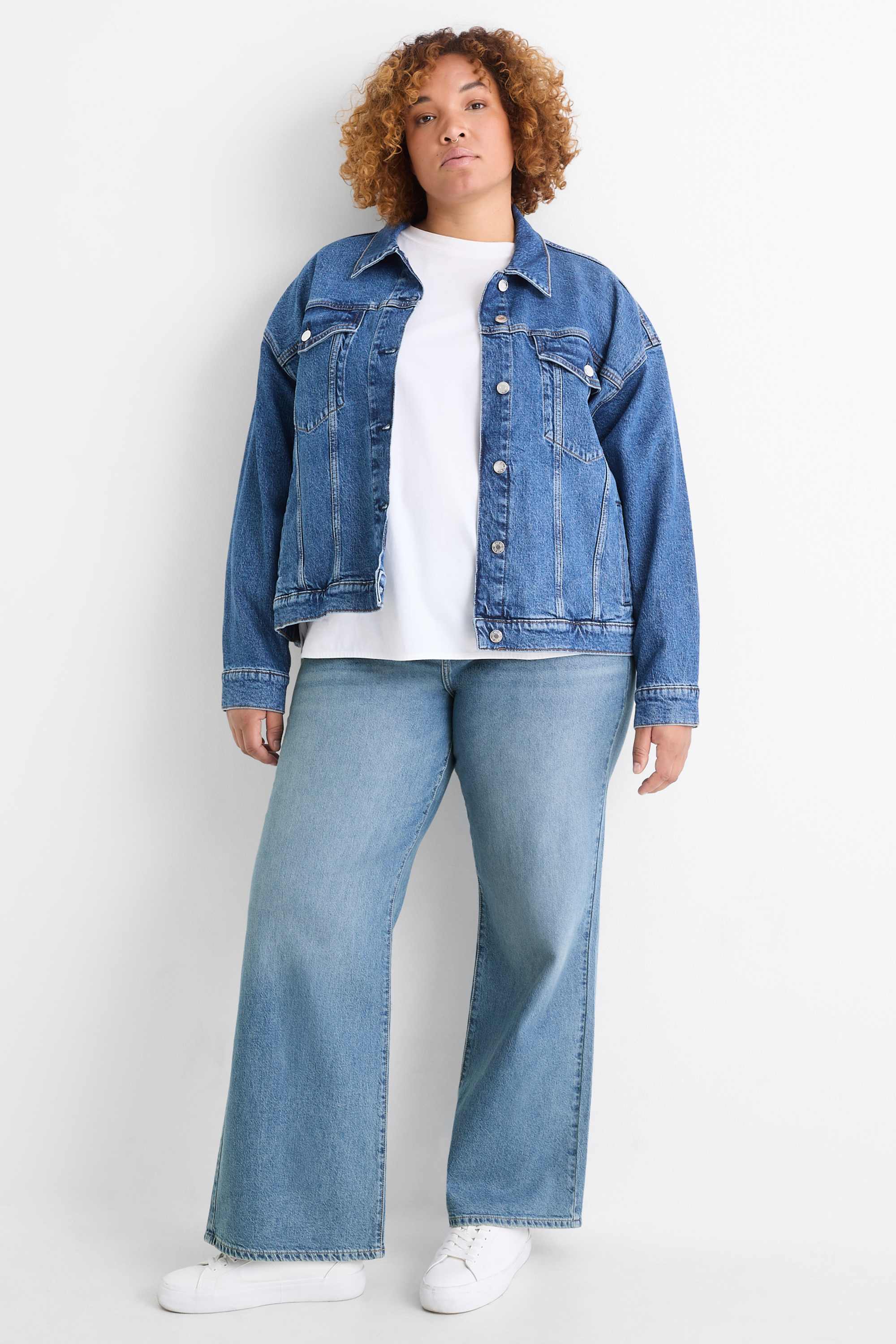 Wide leg jeans - high waist blue denim