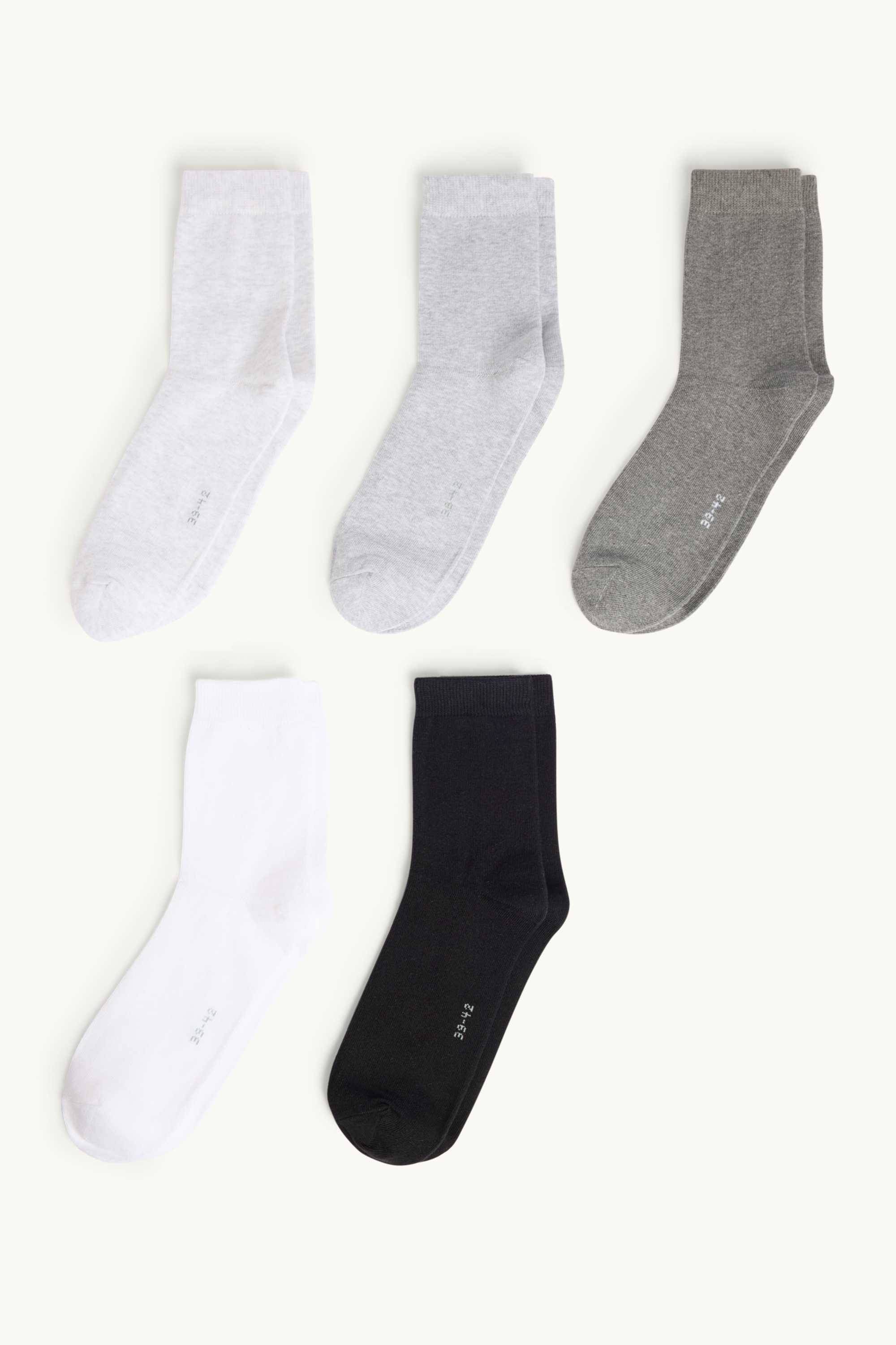 Multipack of 5 - socks white / gray