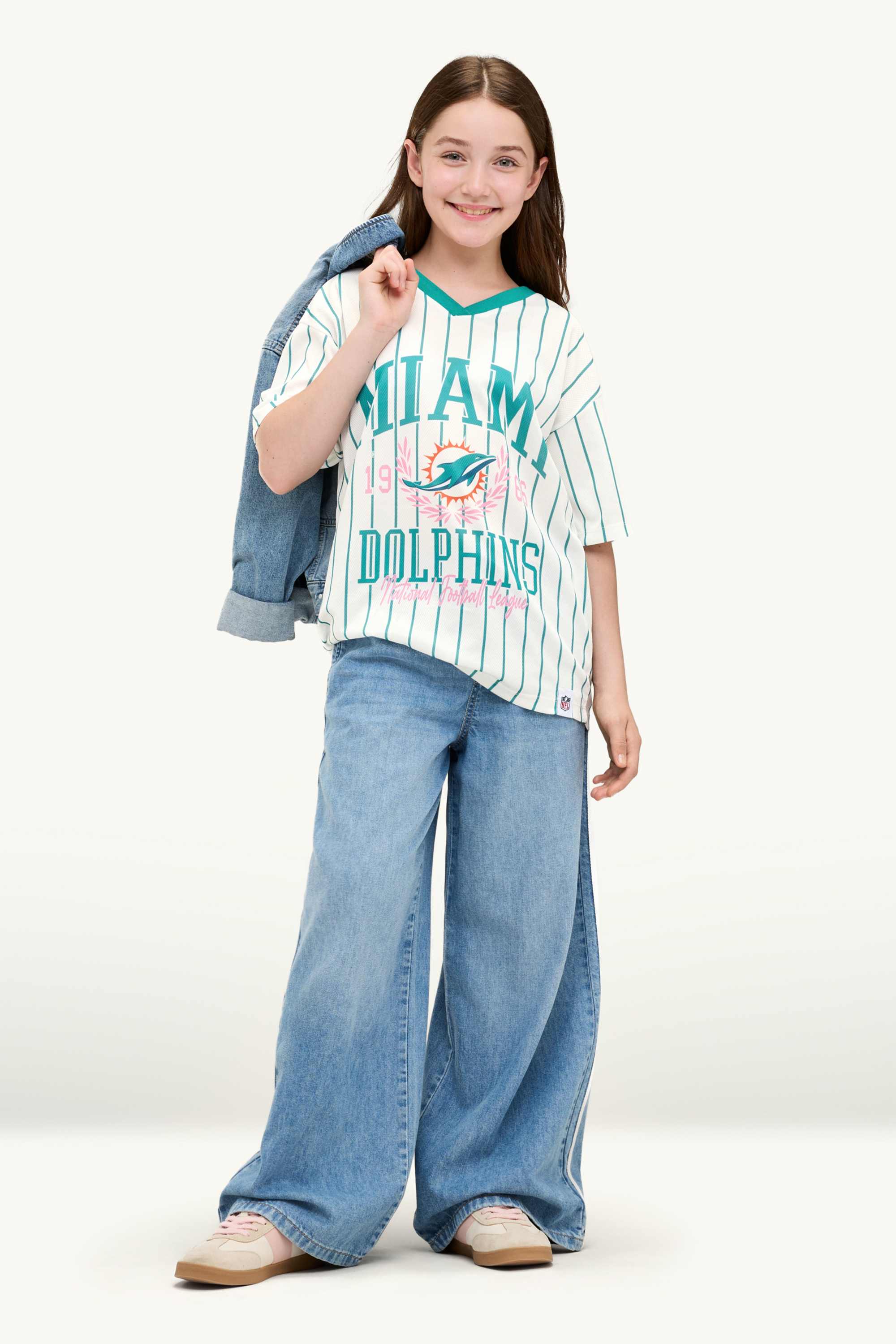 Miami Dolphins - short sleeve T-shirt - striped white / turquoise