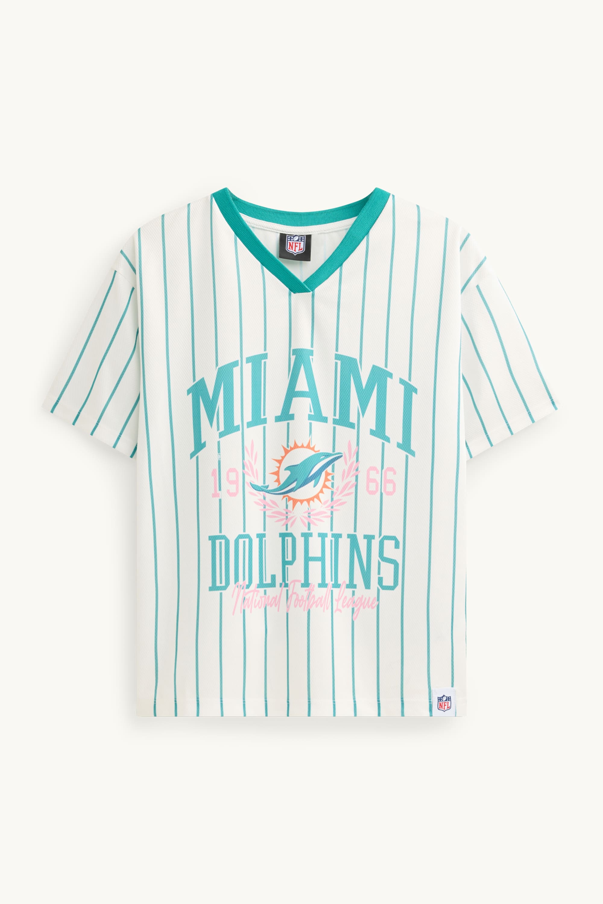 Miami Dolphins - short sleeve T-shirt - striped white / turquoise
