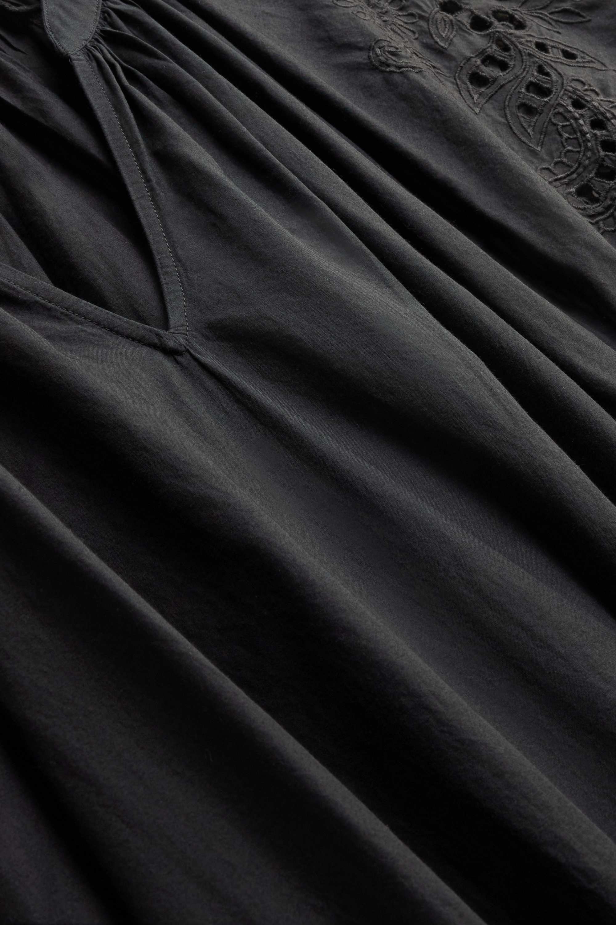 A-line dress with V-neck - broderie anglaise black