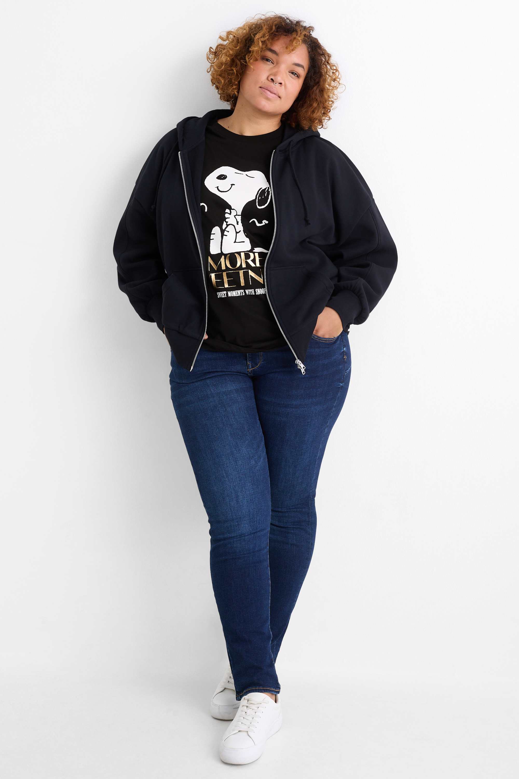 T-shirt - regular fit - shiny - Peanuts black
