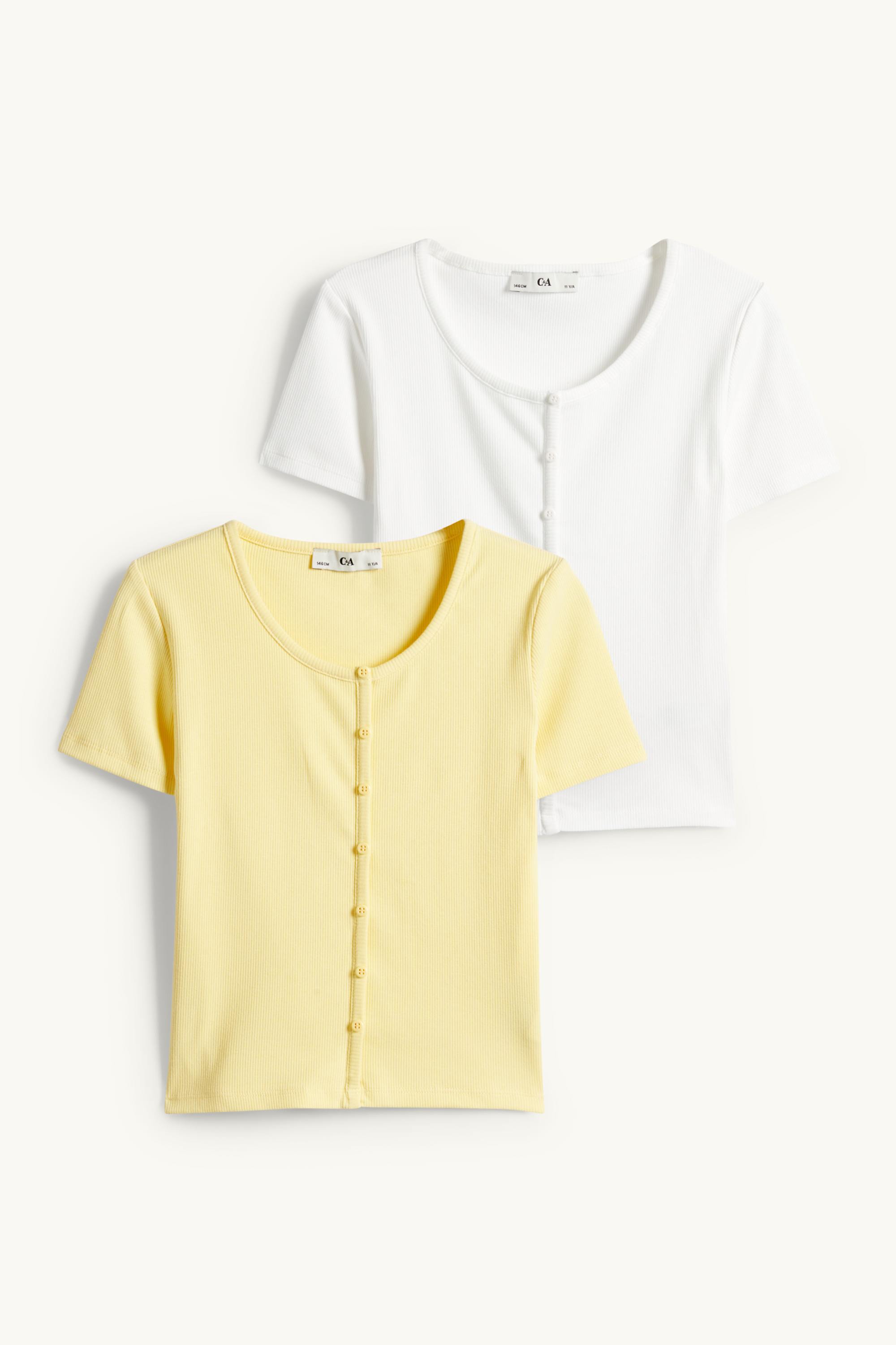 Multipack of 2 - short sleeve T-shirt - ribbed white / yellow