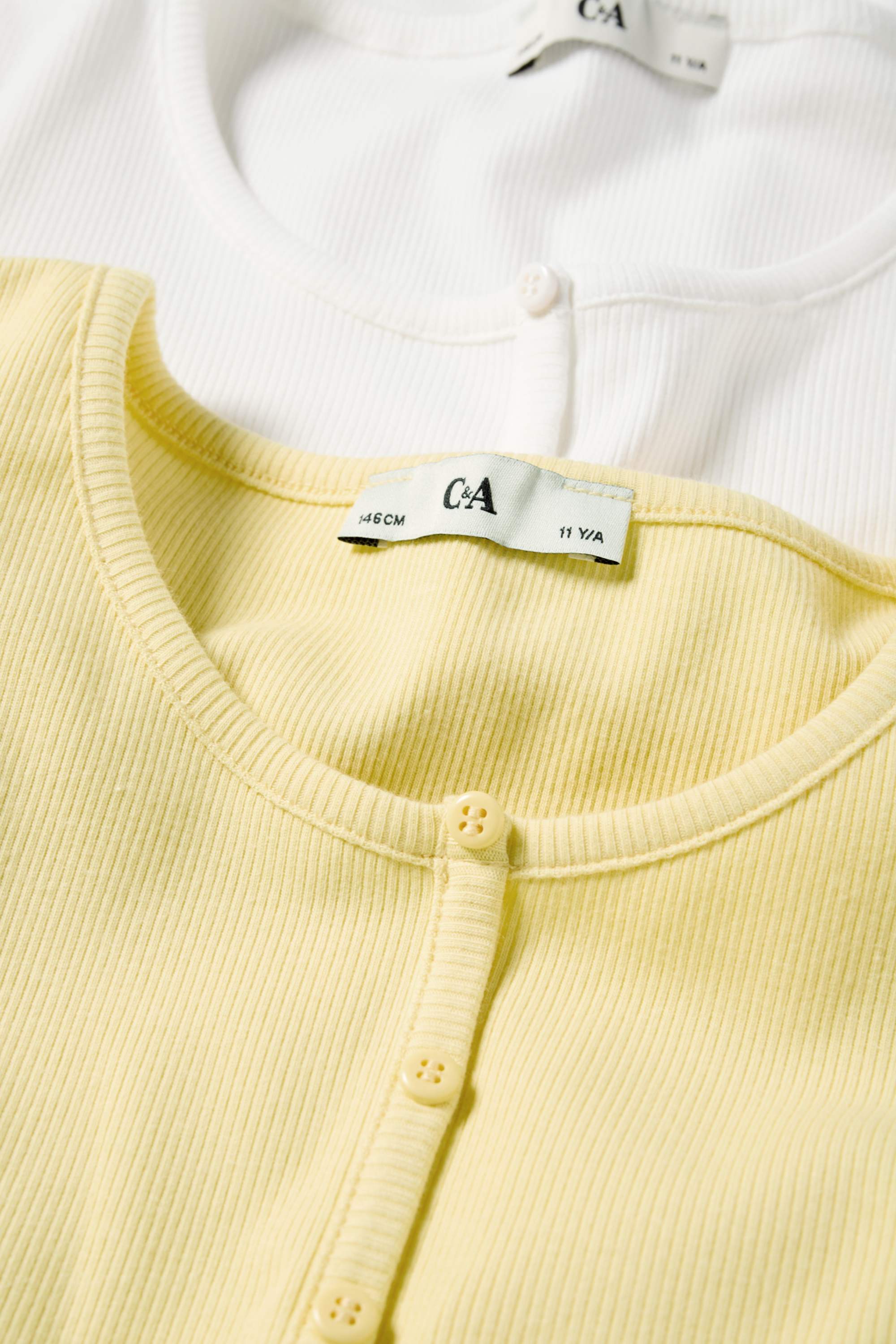 Multipack of 2 - short sleeve T-shirt - ribbed white / yellow