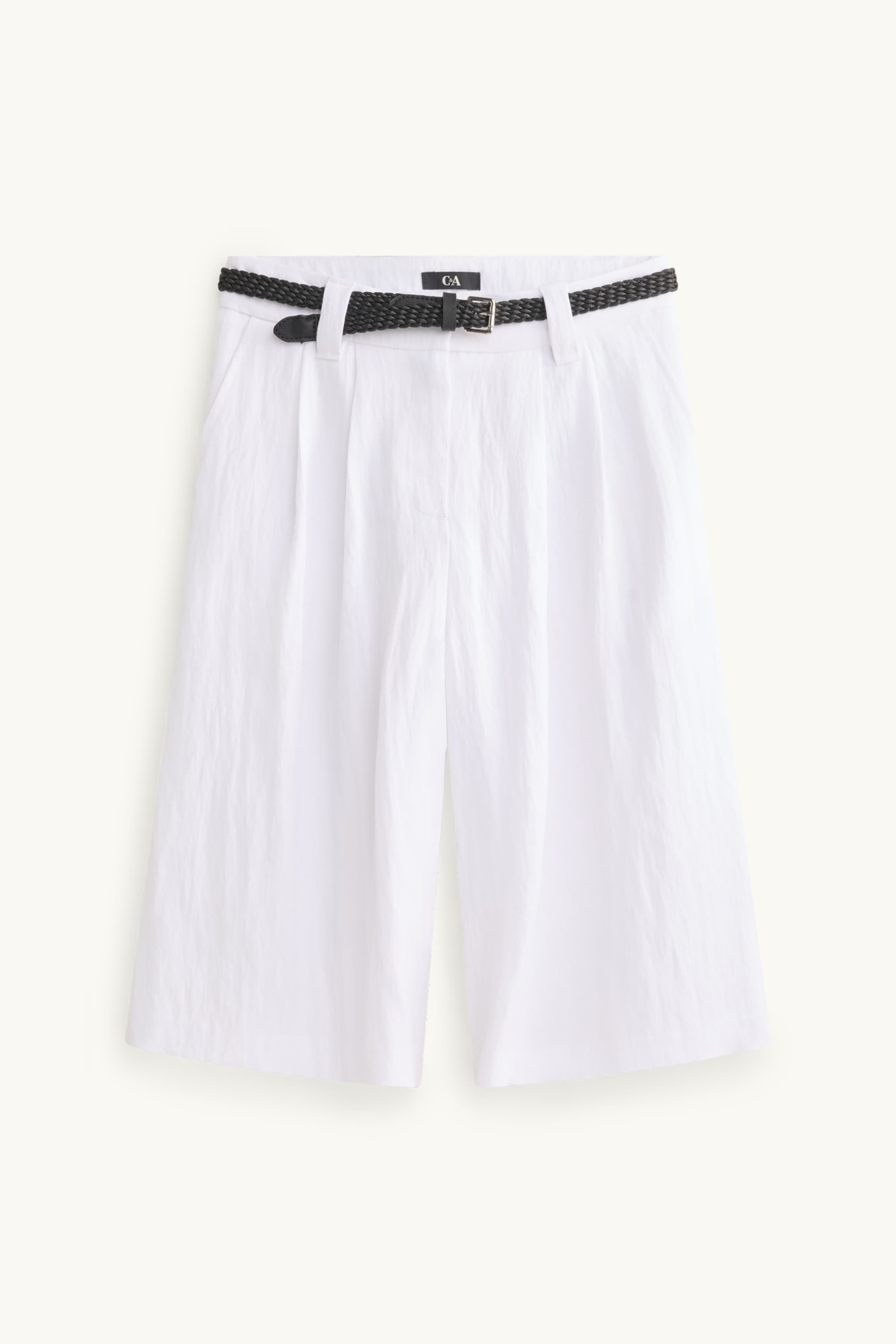 Bermuda shorts with belt - high waist white