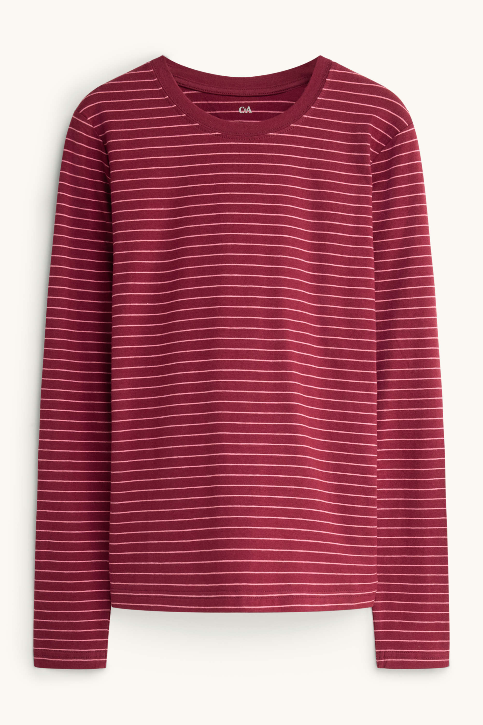 Long sleeve top - slim fit - striped bordeaux