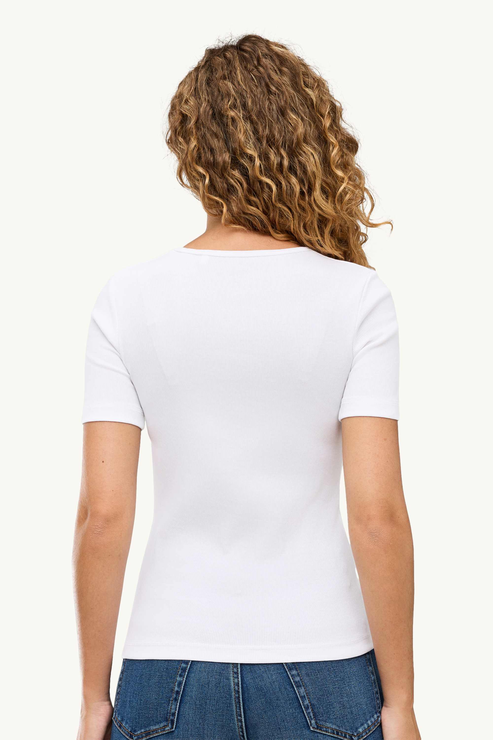 T-shirt - slim fit - ribbed white