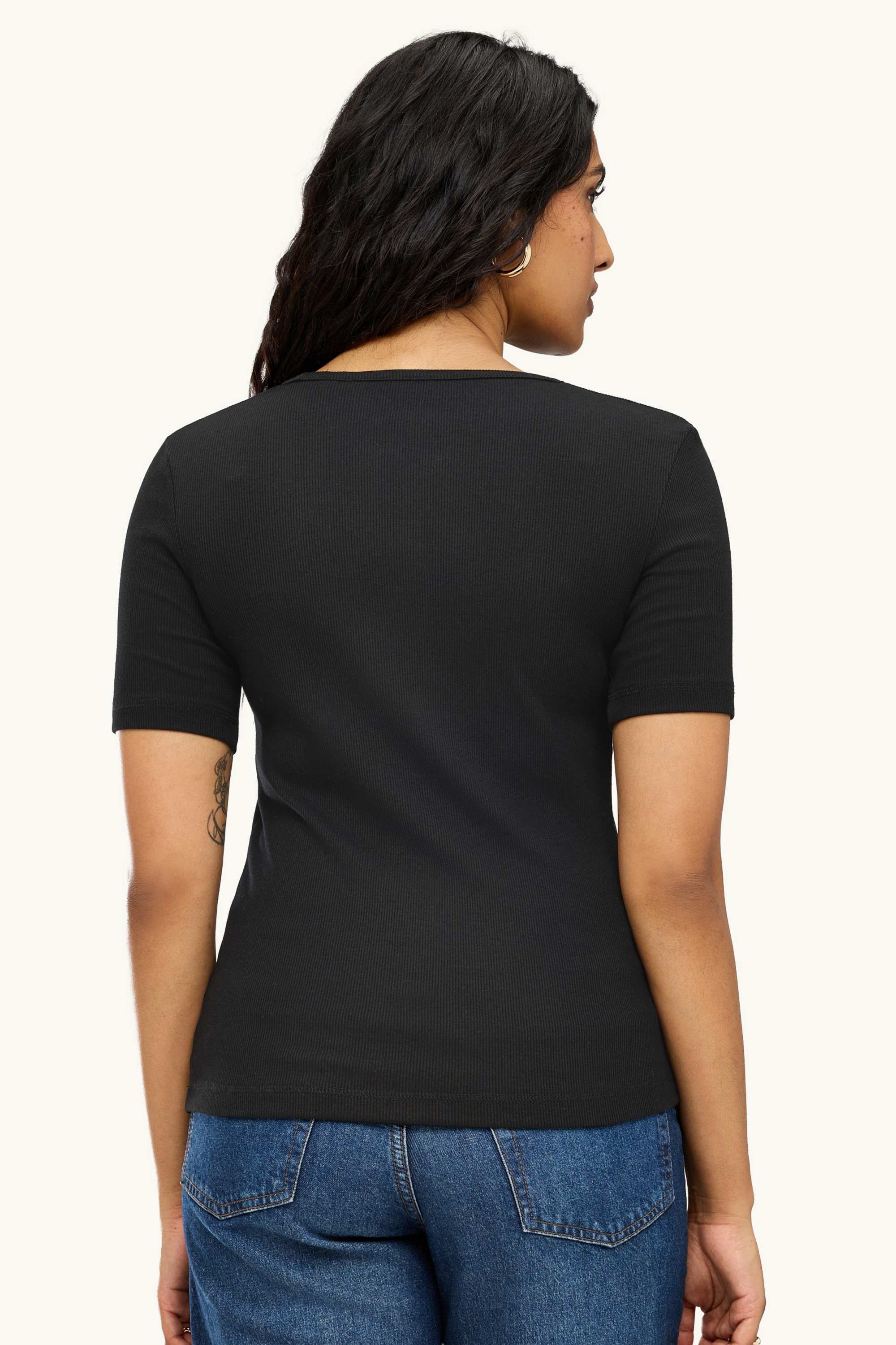 T-shirt - slim fit - ribbed black